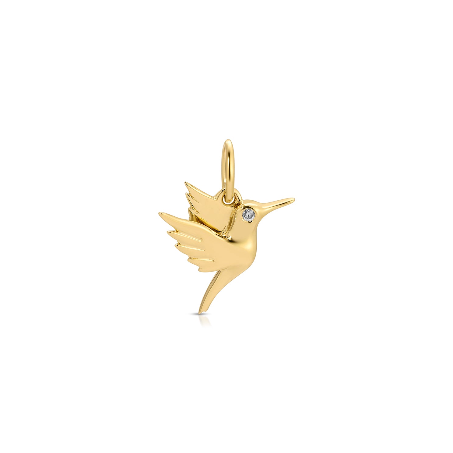 Gold Hummingbird Charm with Diamond Eye