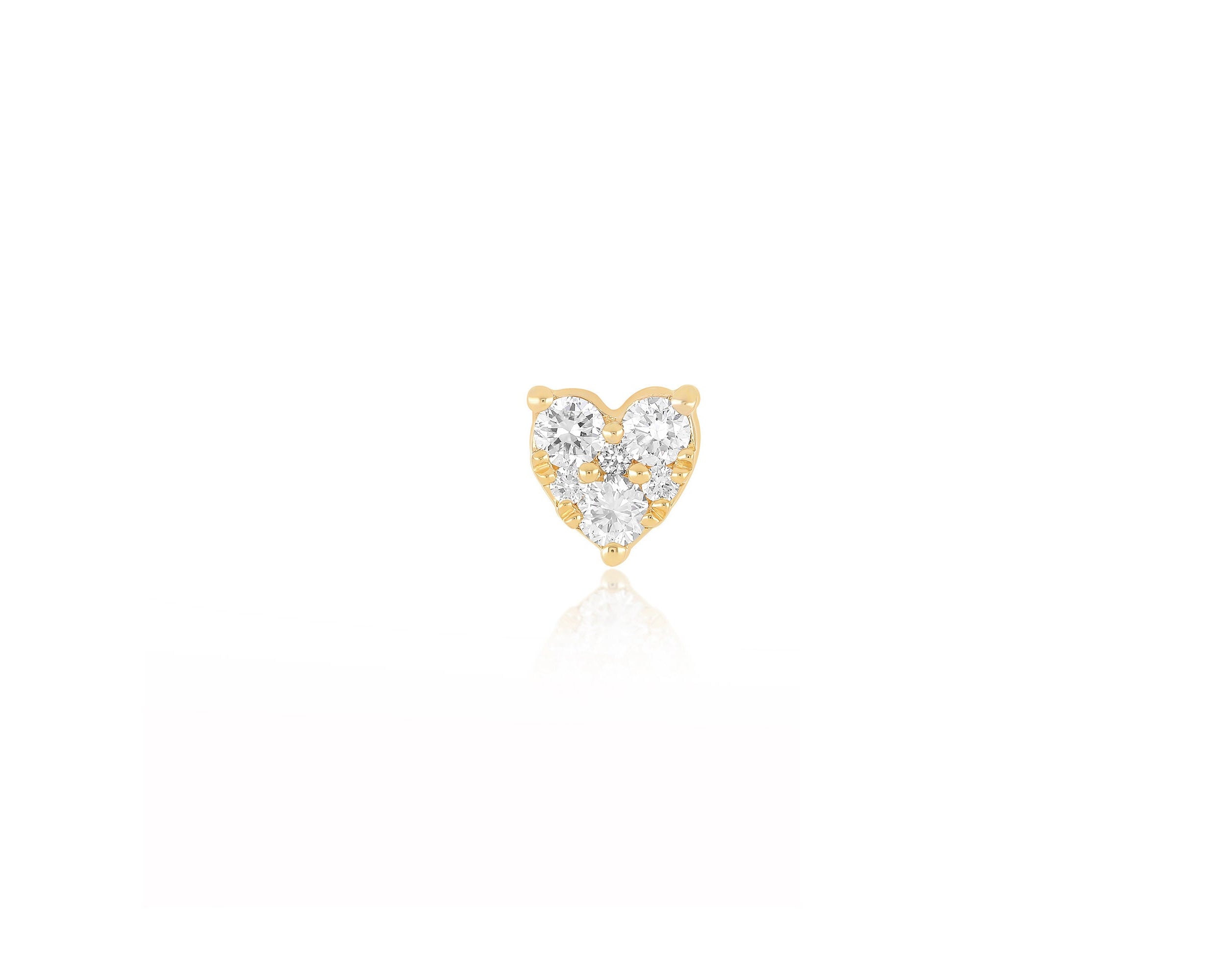 Full Cut Diamond Mini Heart Stud Earring