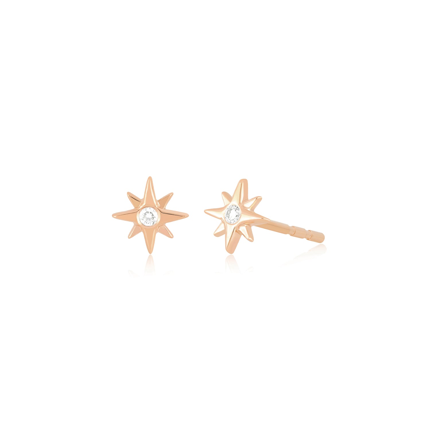 Diamond Starburst Stud Earring in 14k rose gold