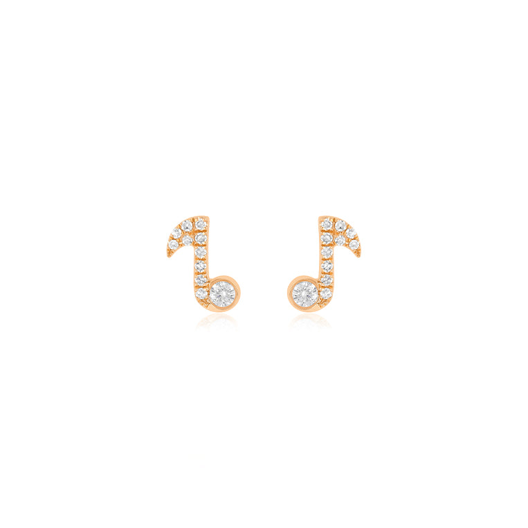 Diamond Music Note Stud Earring