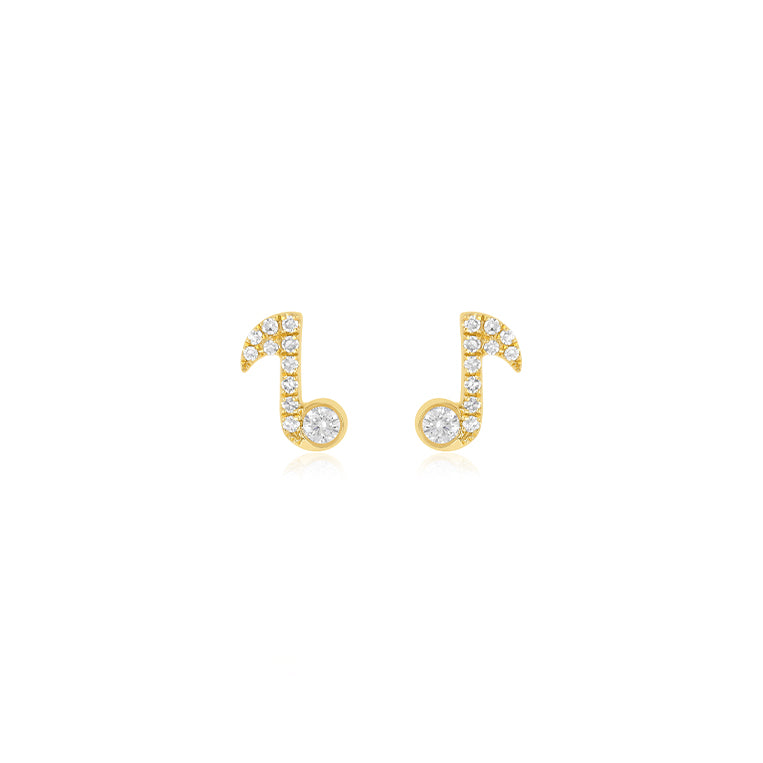 Diamond Music Note Stud Earring