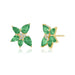Emerald & Diamond Trio Cluster Stud Earring in 14k yellow gold