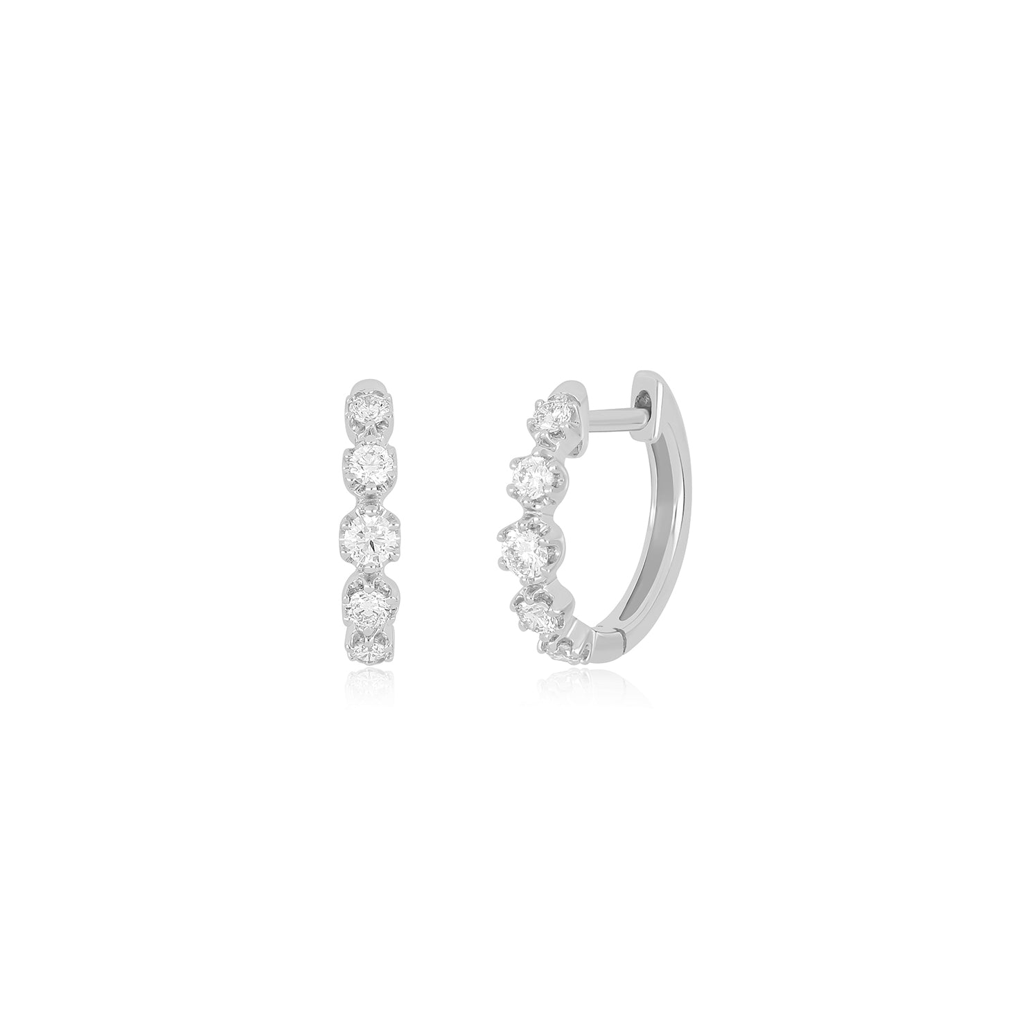 Diamond Crown Huggie Earring in white gold