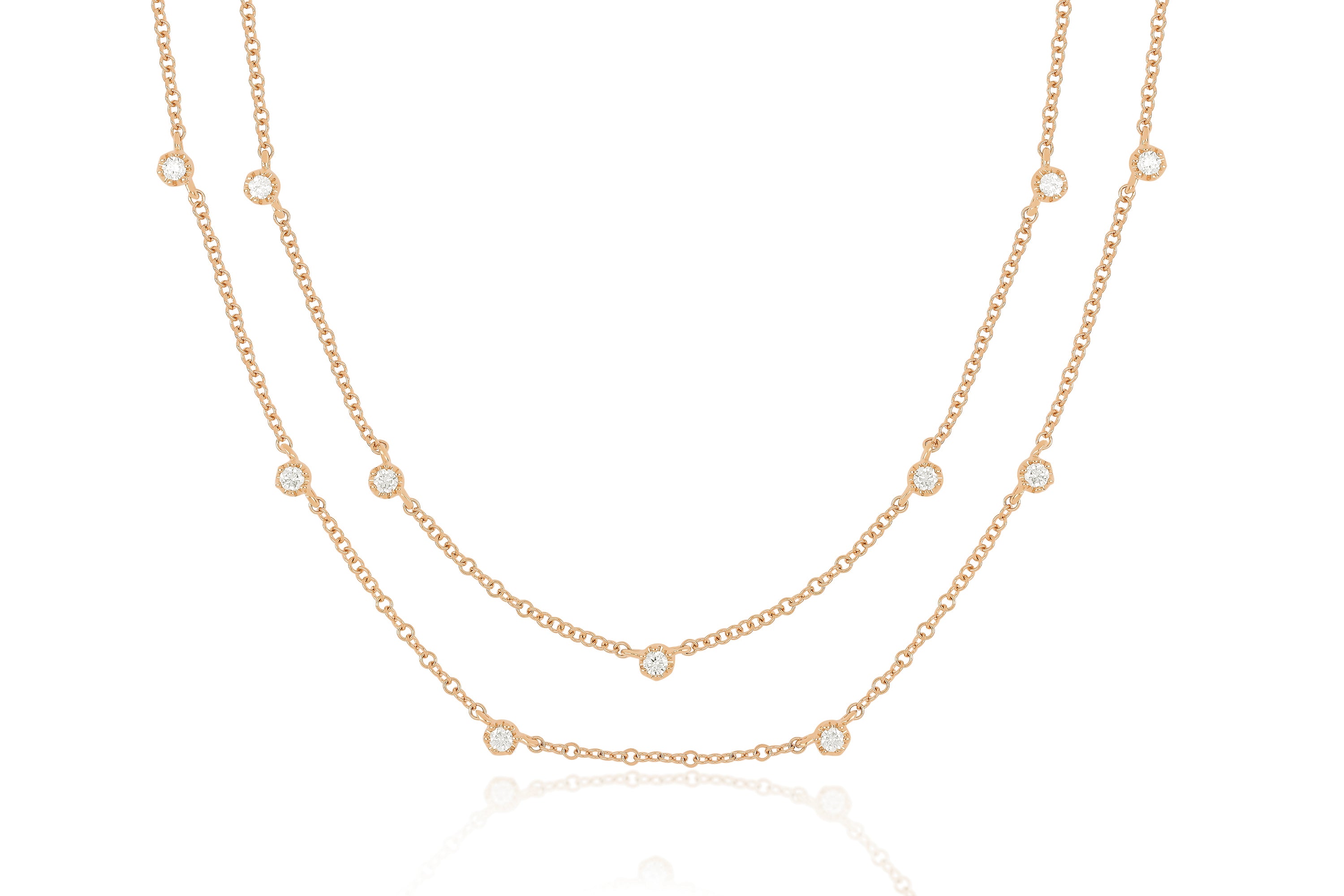 Diamond Crown Double Strand Necklace in rose gold