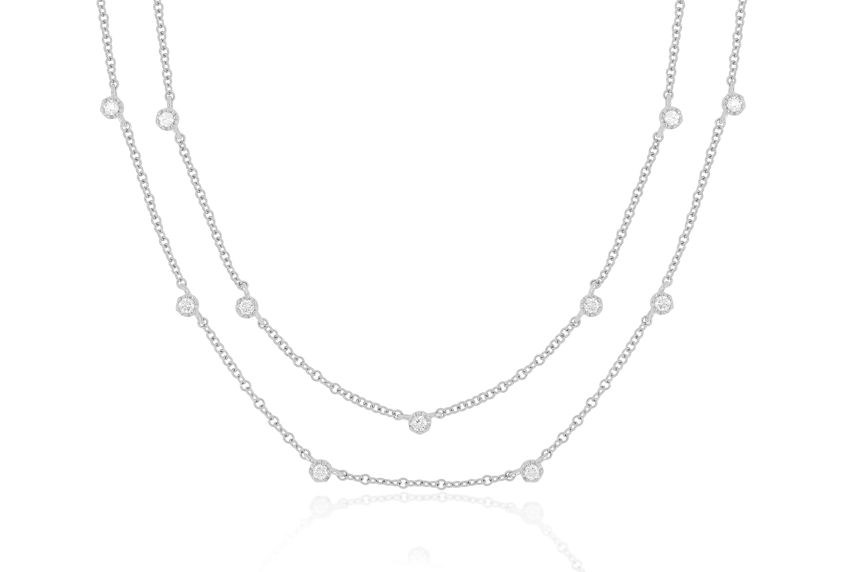 Diamond Crown Double Strand Necklace in white gold