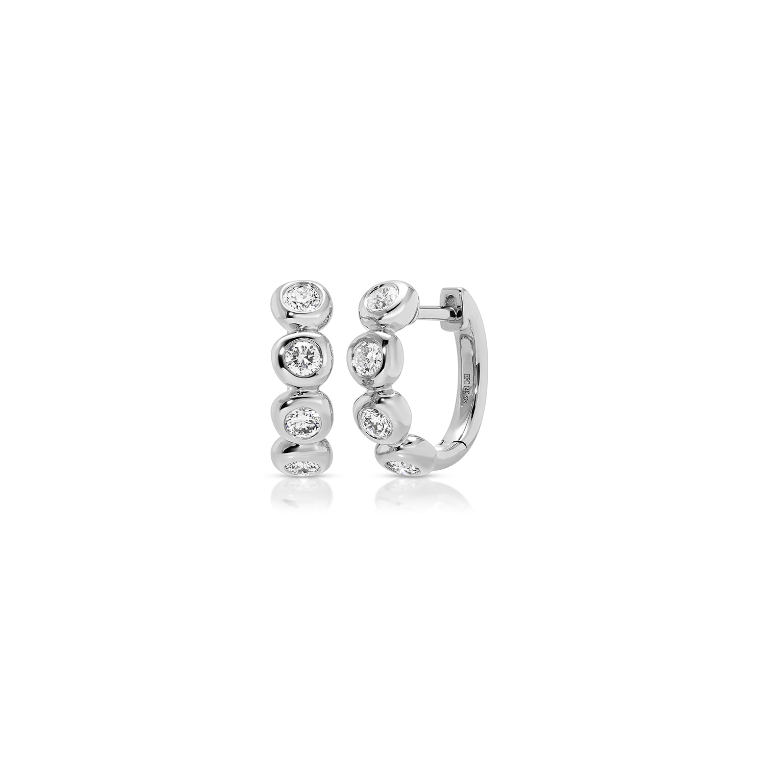 Diamond Pillow Huggie Earrings