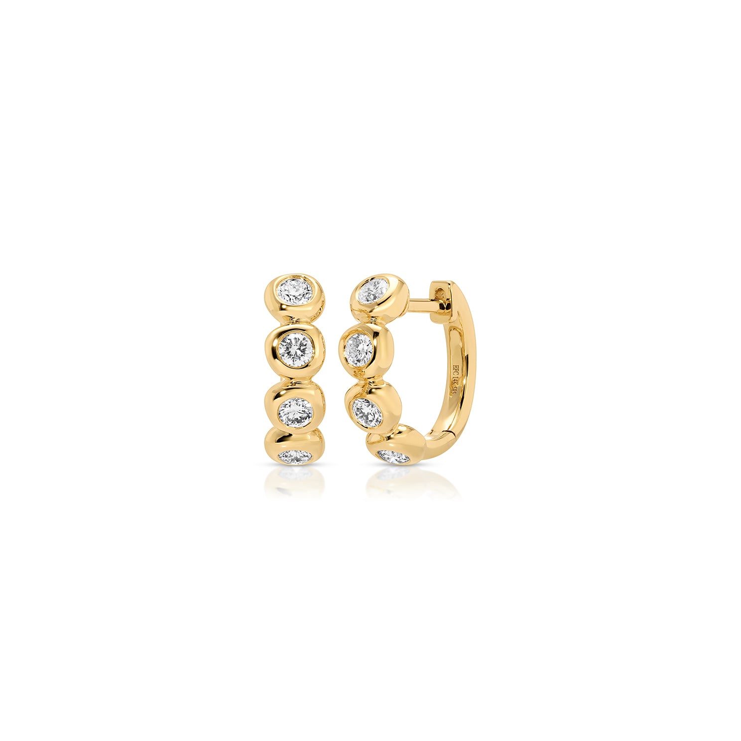 Diamond Pillow Huggie Earrings