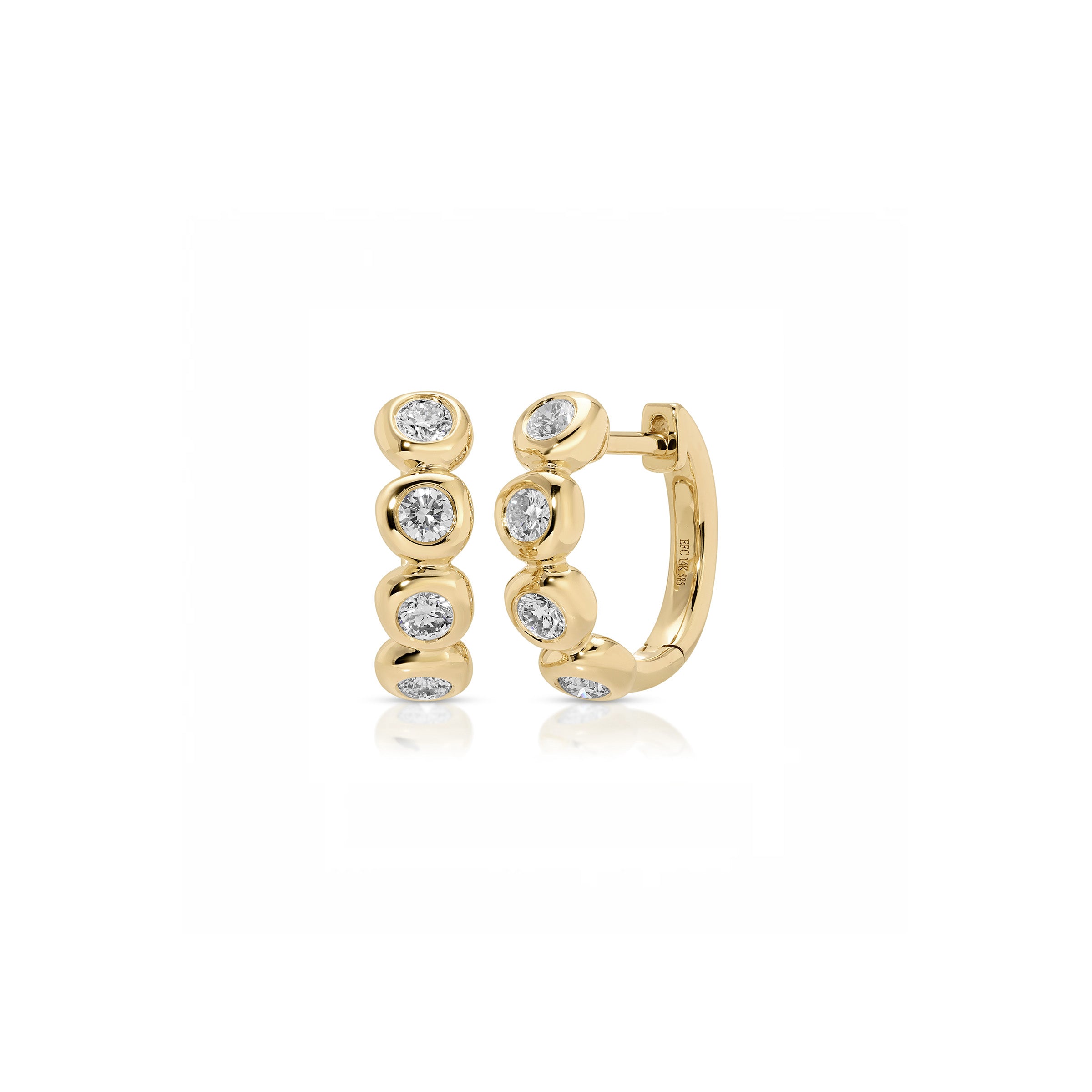Diamond Pillow Huggie Earrings