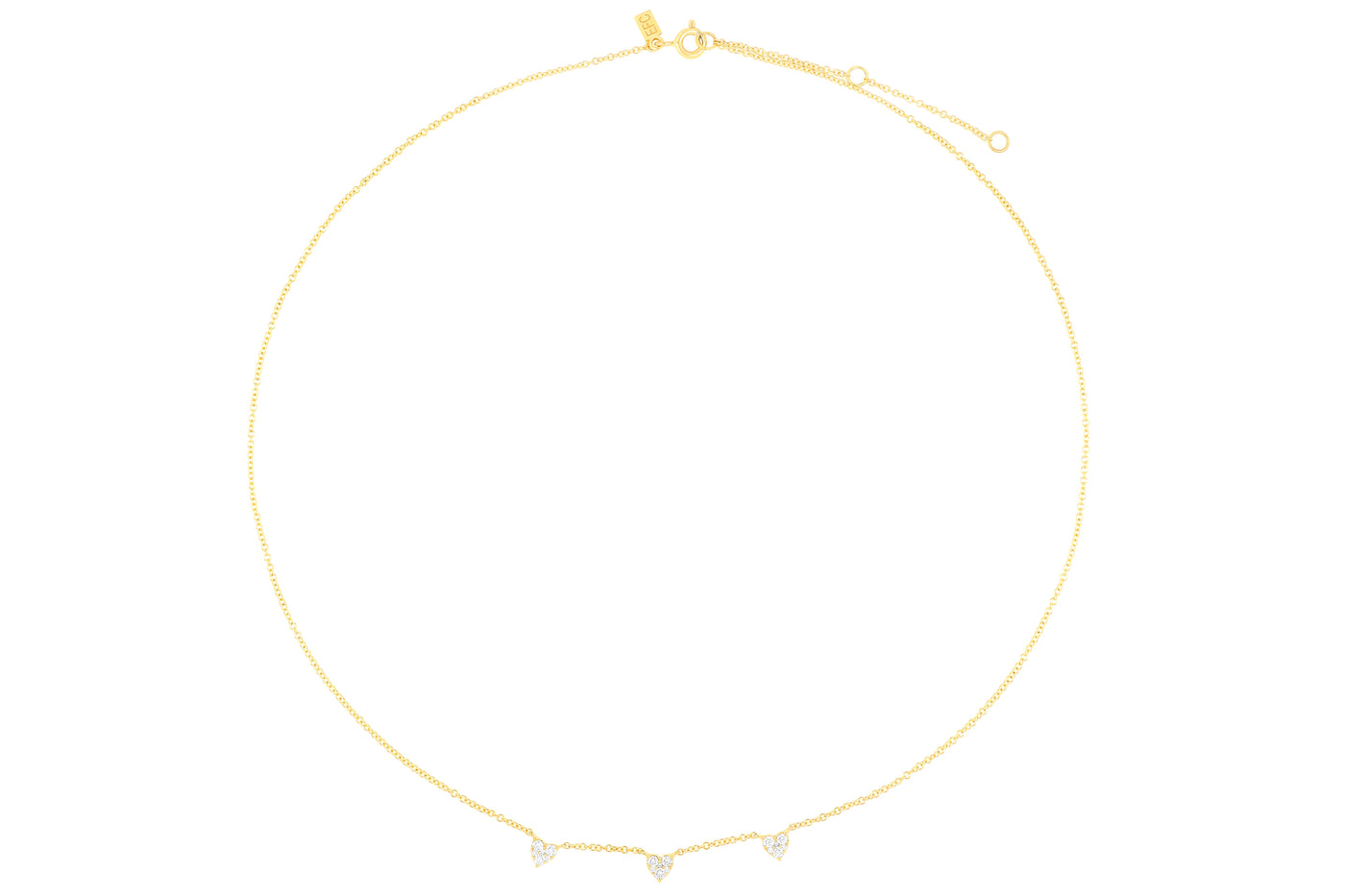 Triple Full Cut Diamond Heart Necklace