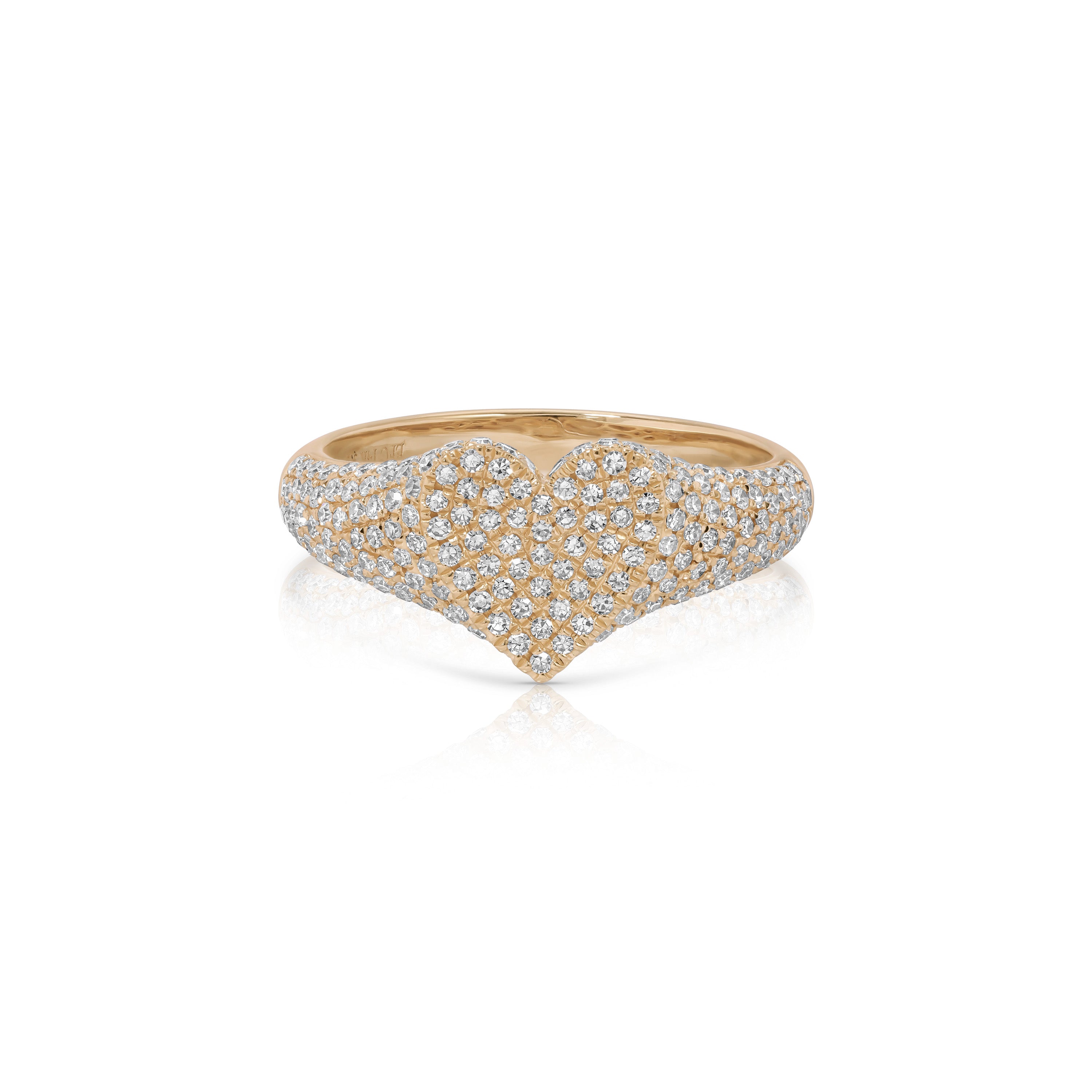 Diamond Heart Signet Ring