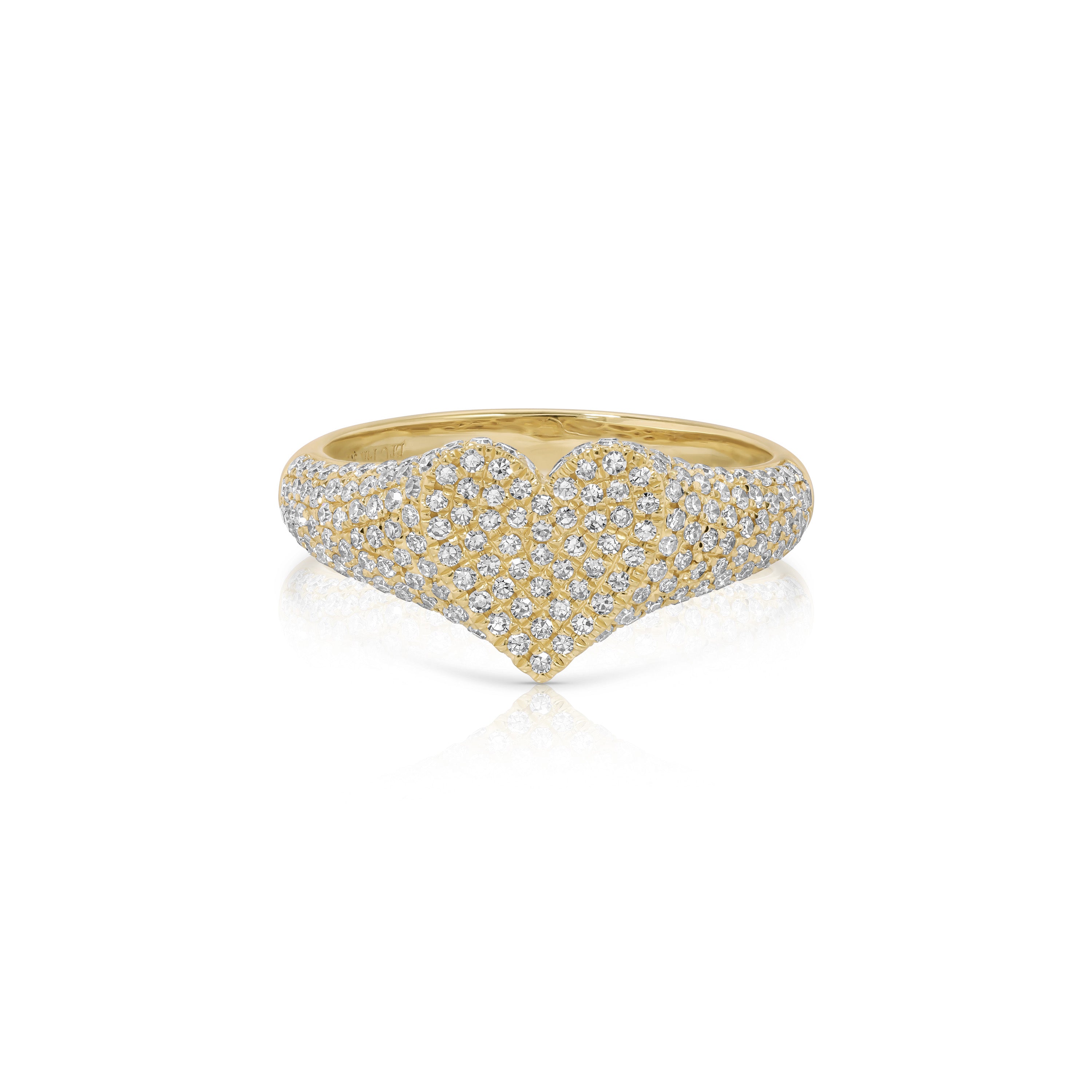 Diamond Heart Signet Ring
