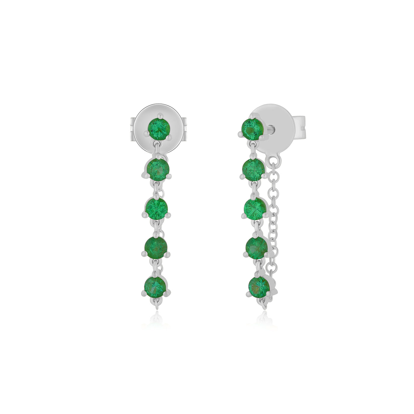 Multi Emerald Chain Stud Earring