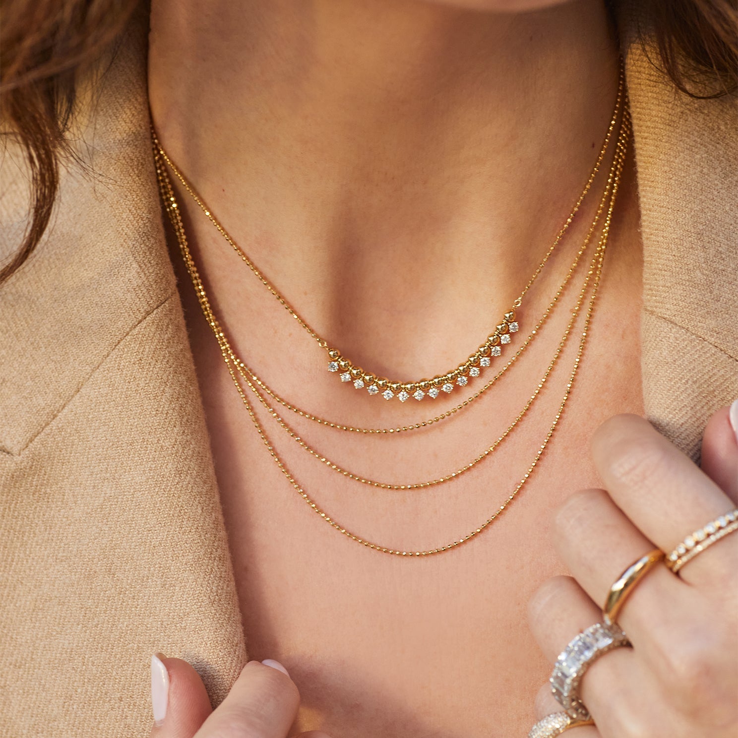 Diamond & Gold Ball Necklace