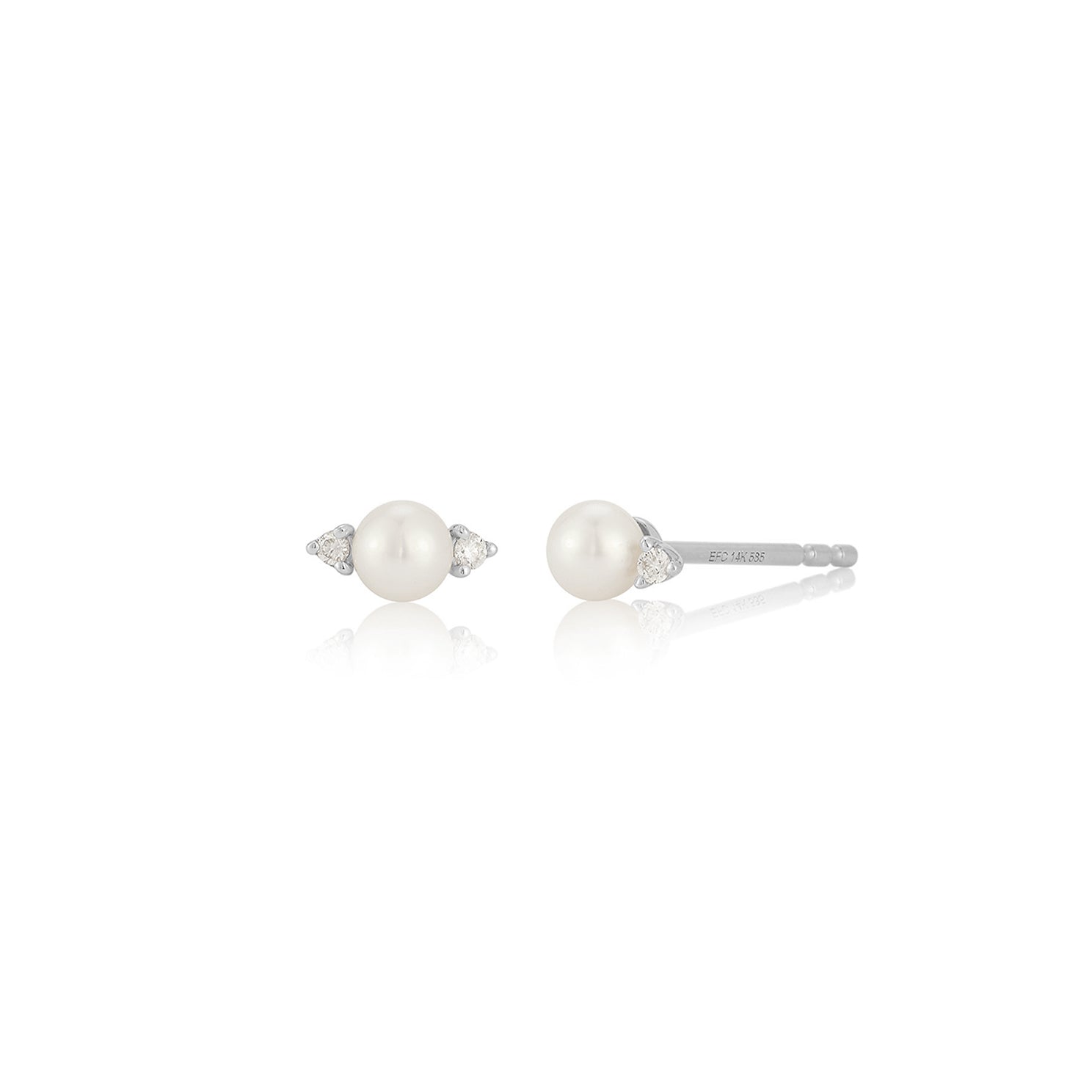 Diamond & Pearl Stud Earring in white gold