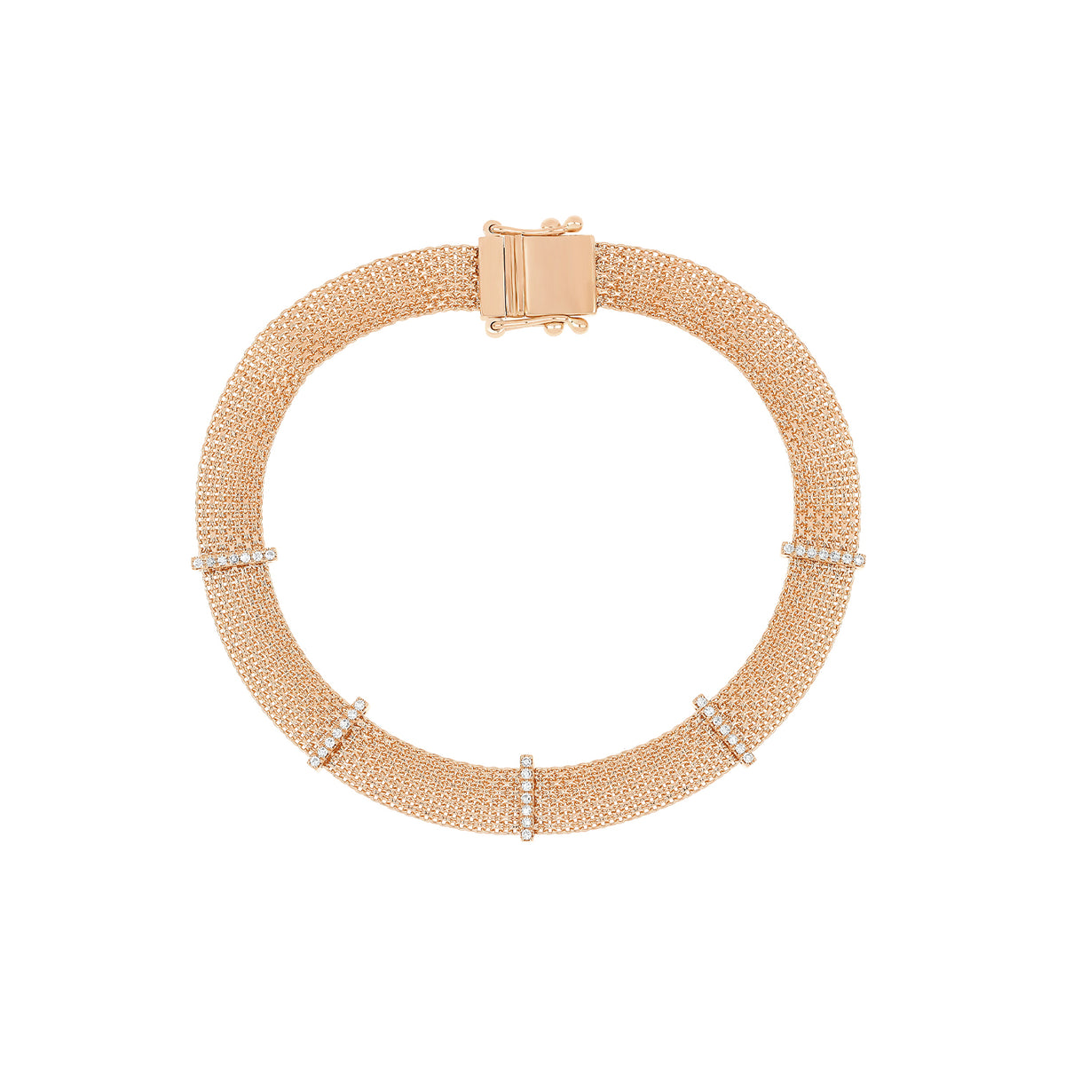 Diamond Bar Mesh Bracelet in 14k rose gold