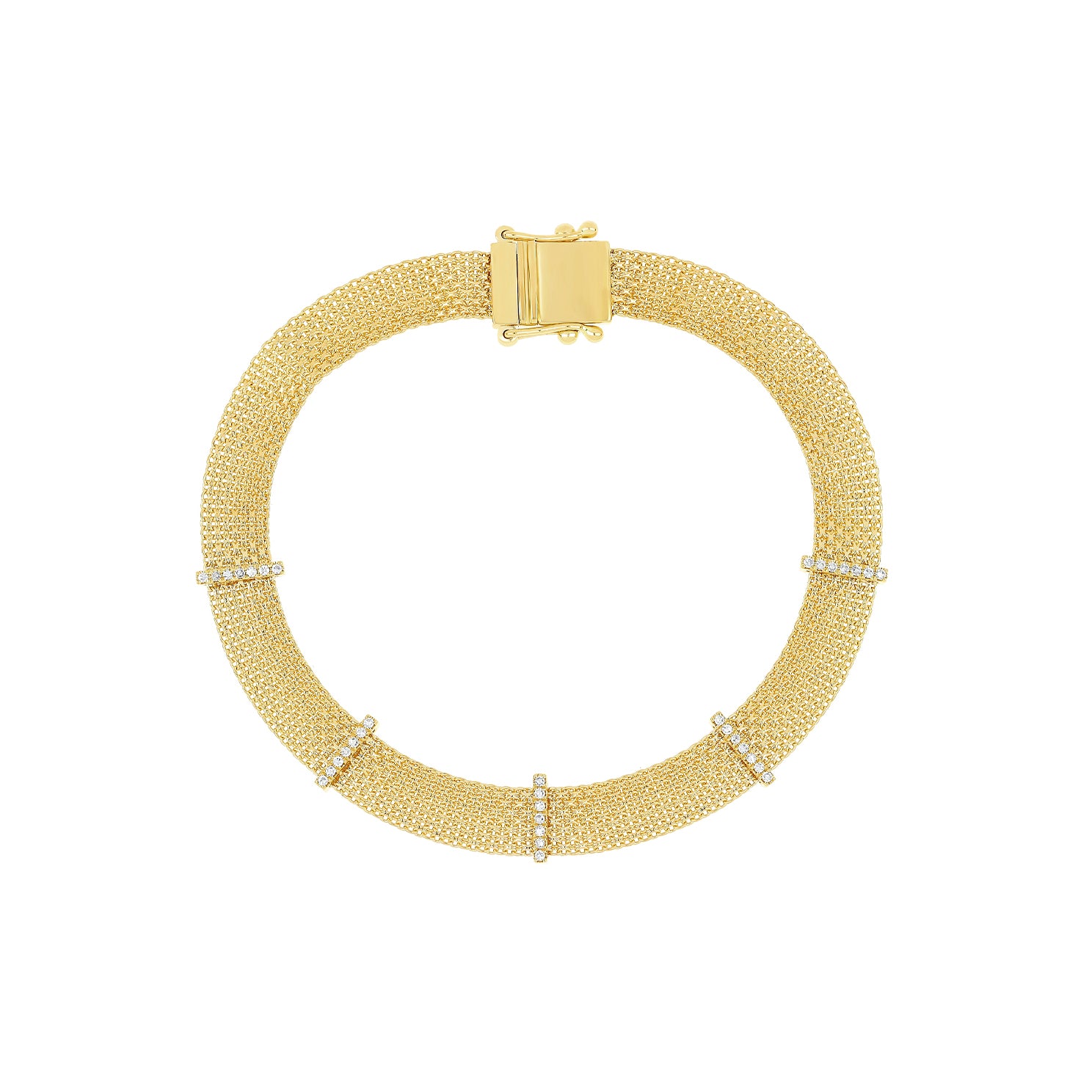 Diamond Bar Mesh Bracelet in 14k yellow gold