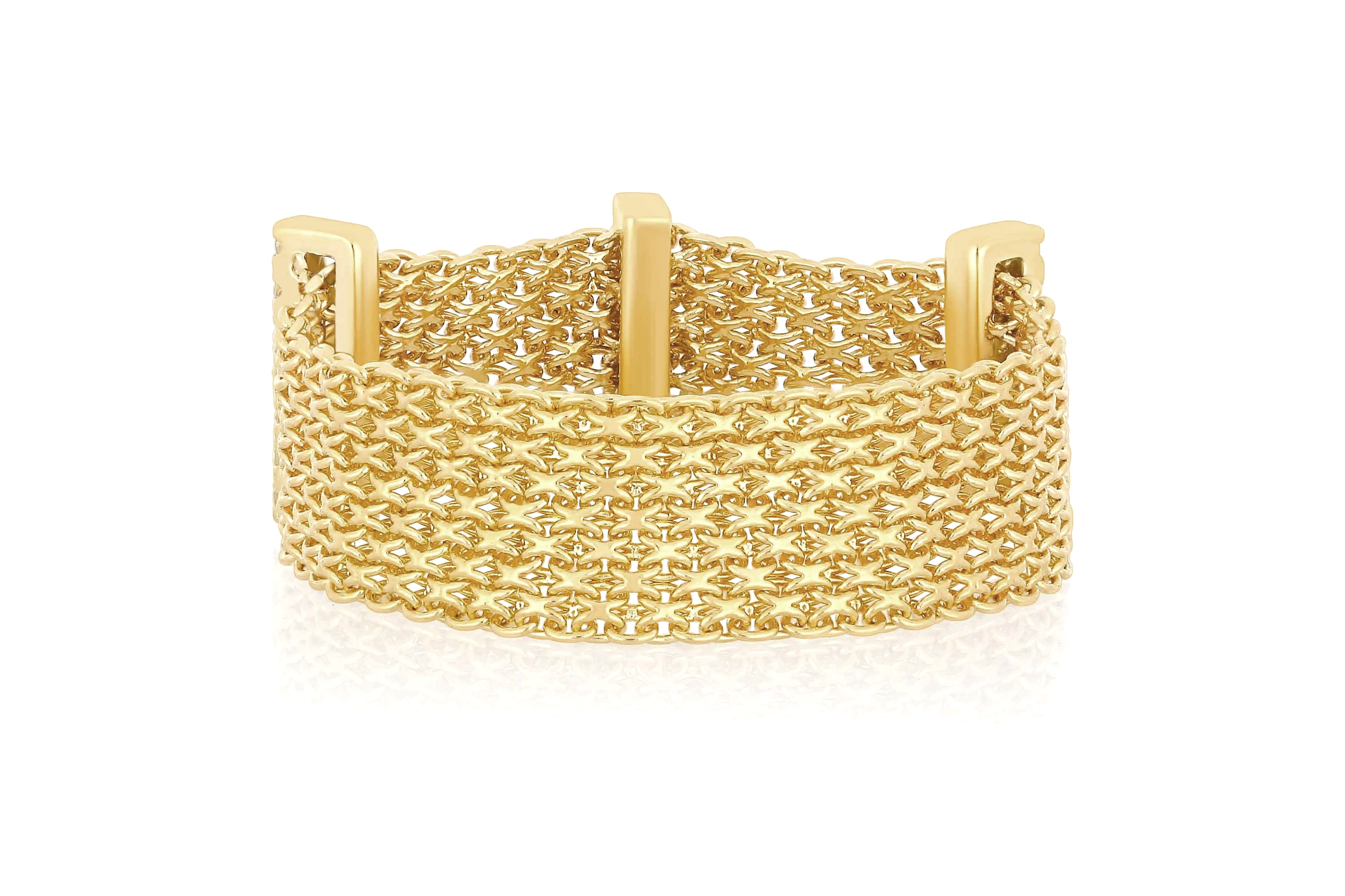 Diamond Bar Mesh Ring in 14k yellow gold