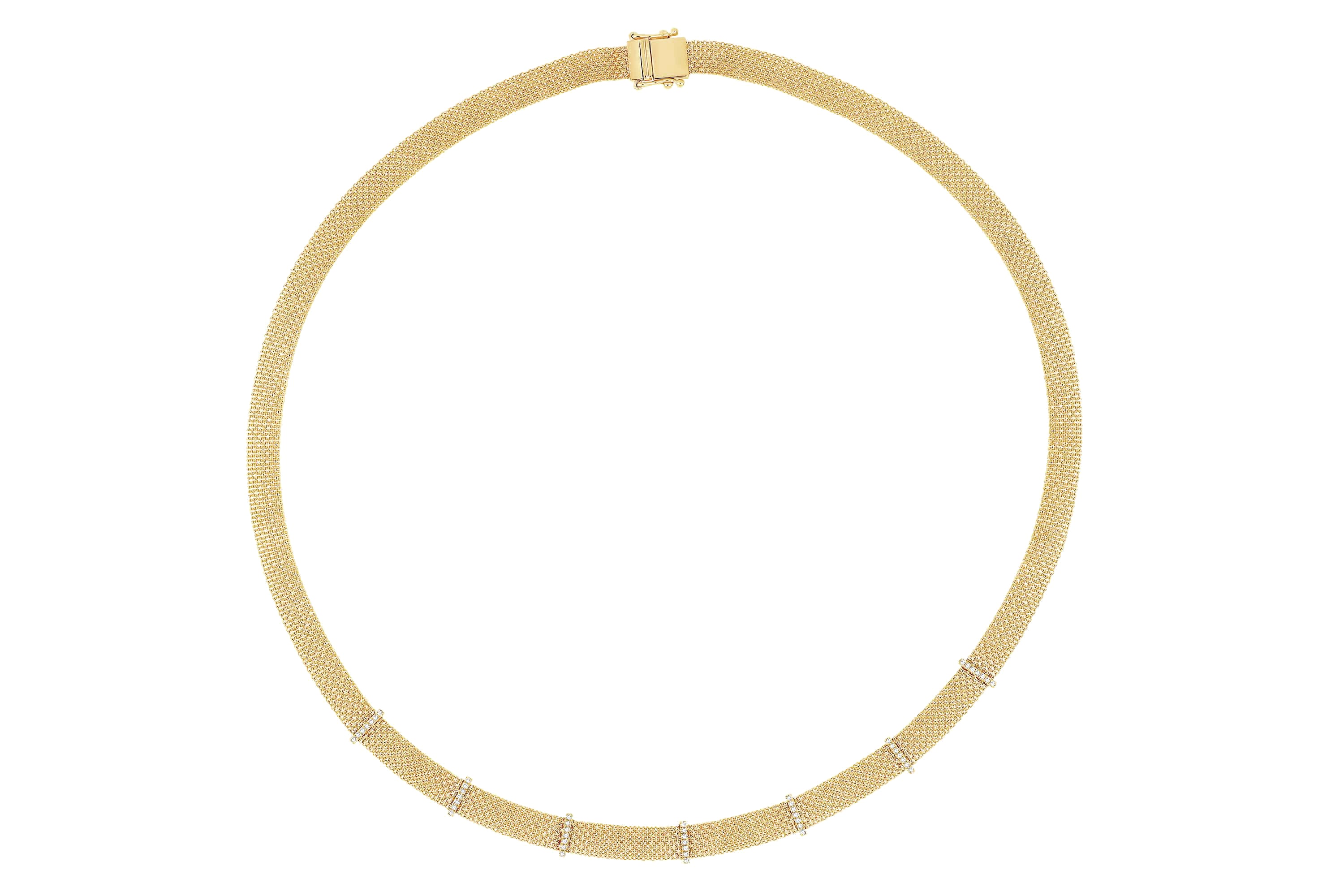 Diamond Bar Mesh Necklace in 14k yellow gold
