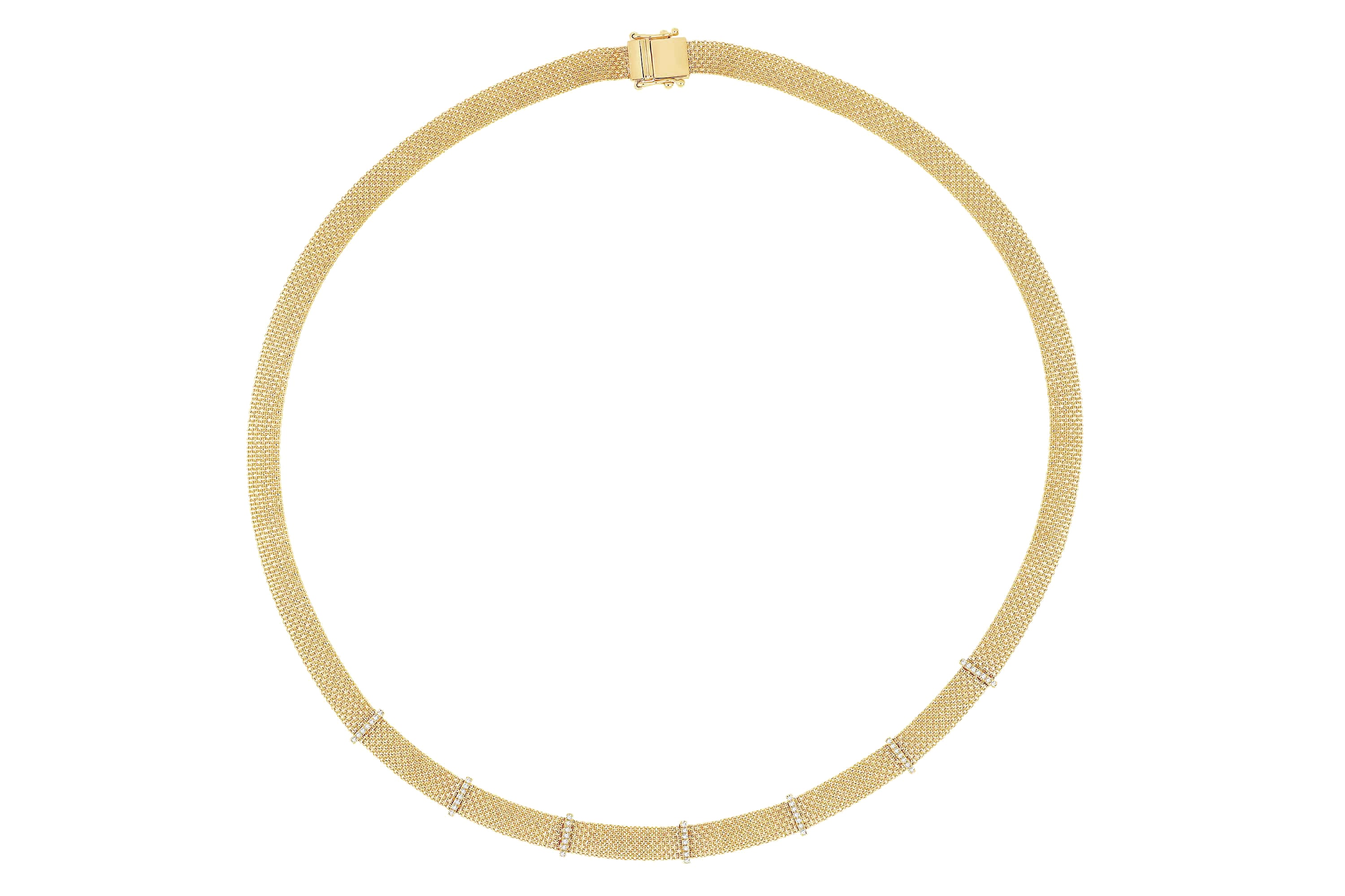 Diamond Bar Mesh Necklace in 14k yellow gold