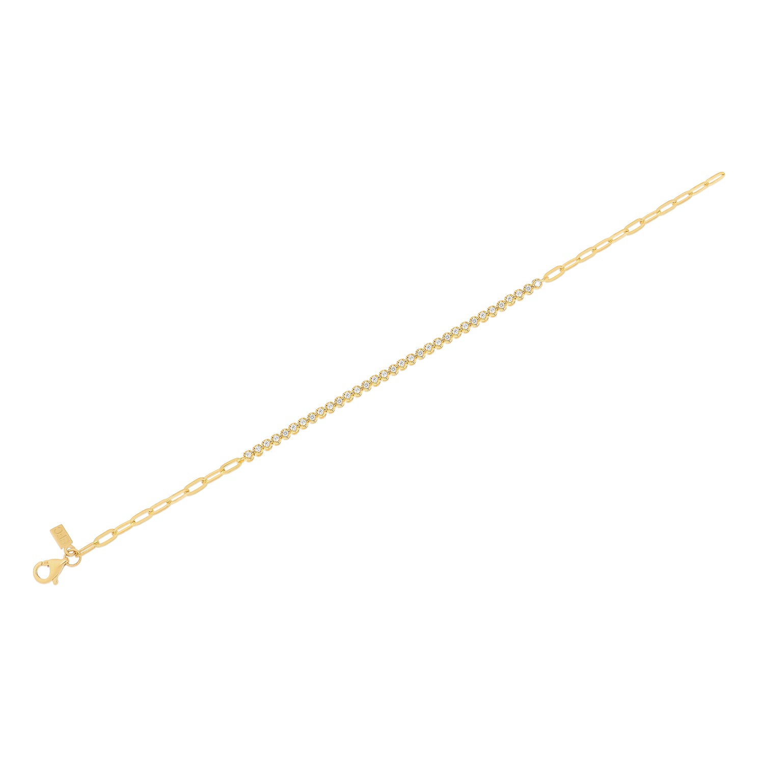 Diamond Segment Mini Link Bracelet in 14k yellow gold
