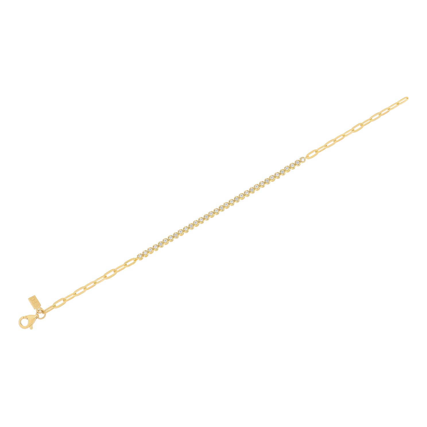 Diamond Segment Mini Link Bracelet in 14k yellow gold