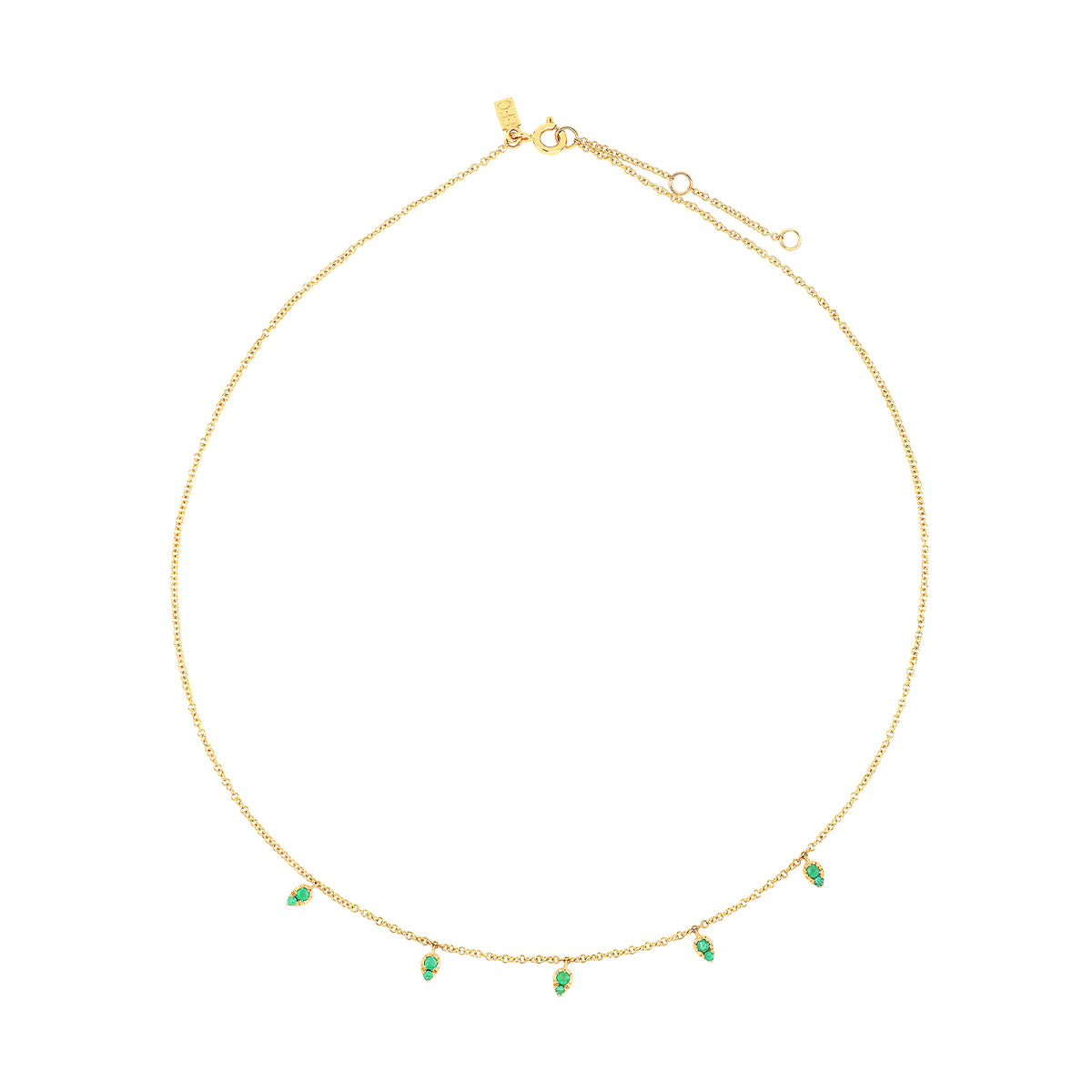 Emerald 5 Teardrop Choker Necklace