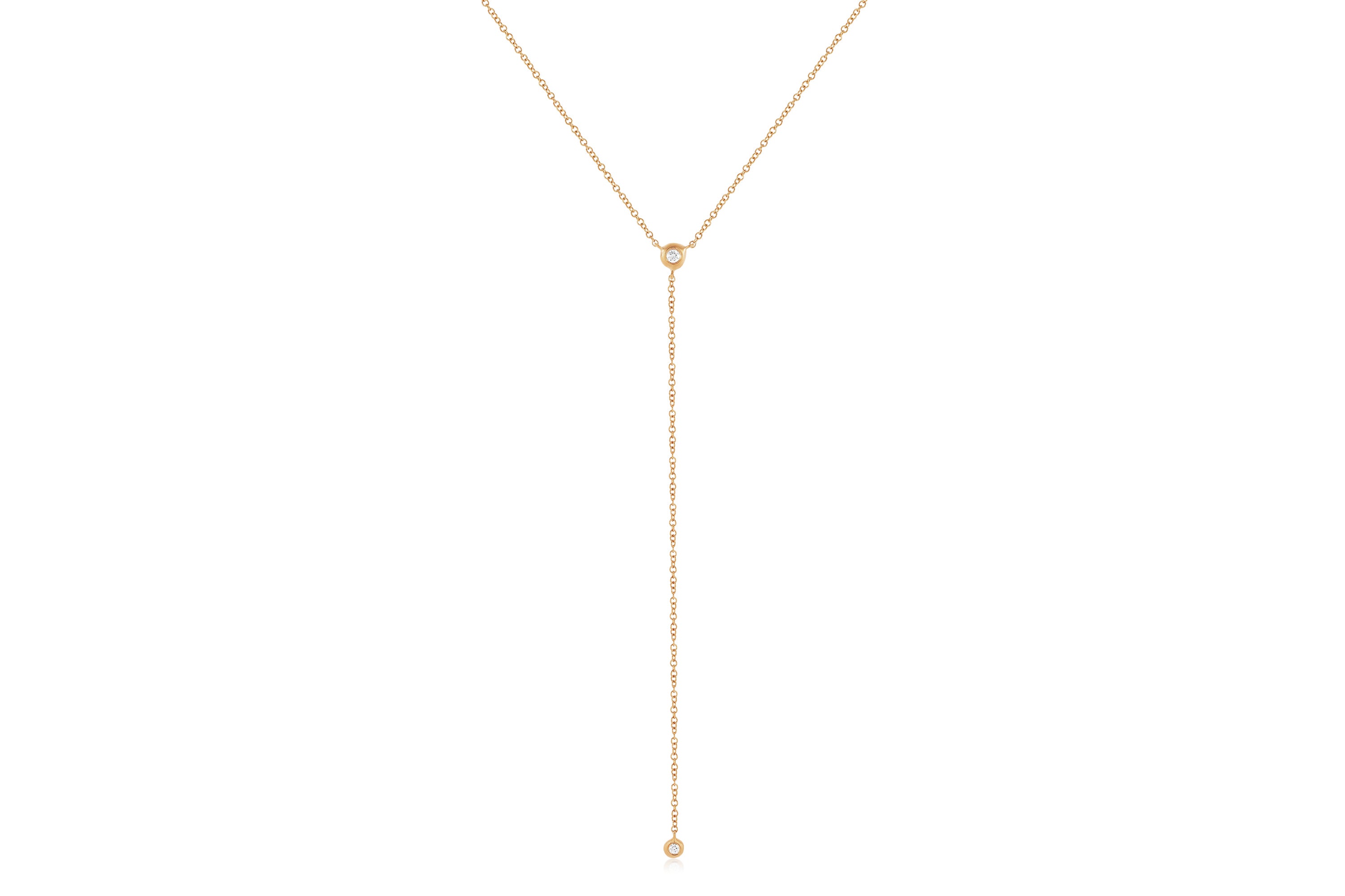Diamond Pillow Lariat Necklace in 14k rose gold