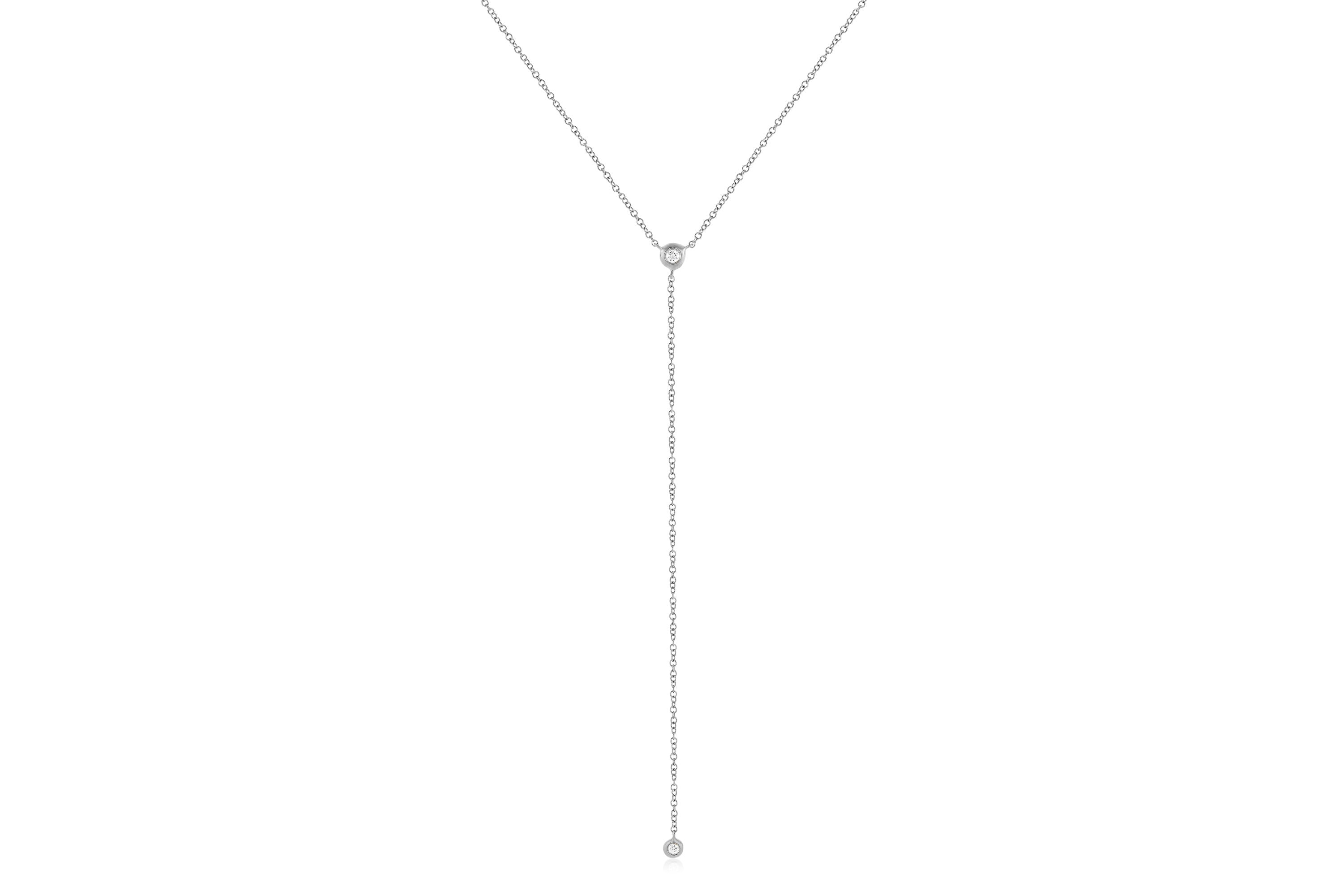 Diamond Pillow Lariat Necklace in 14k white gold