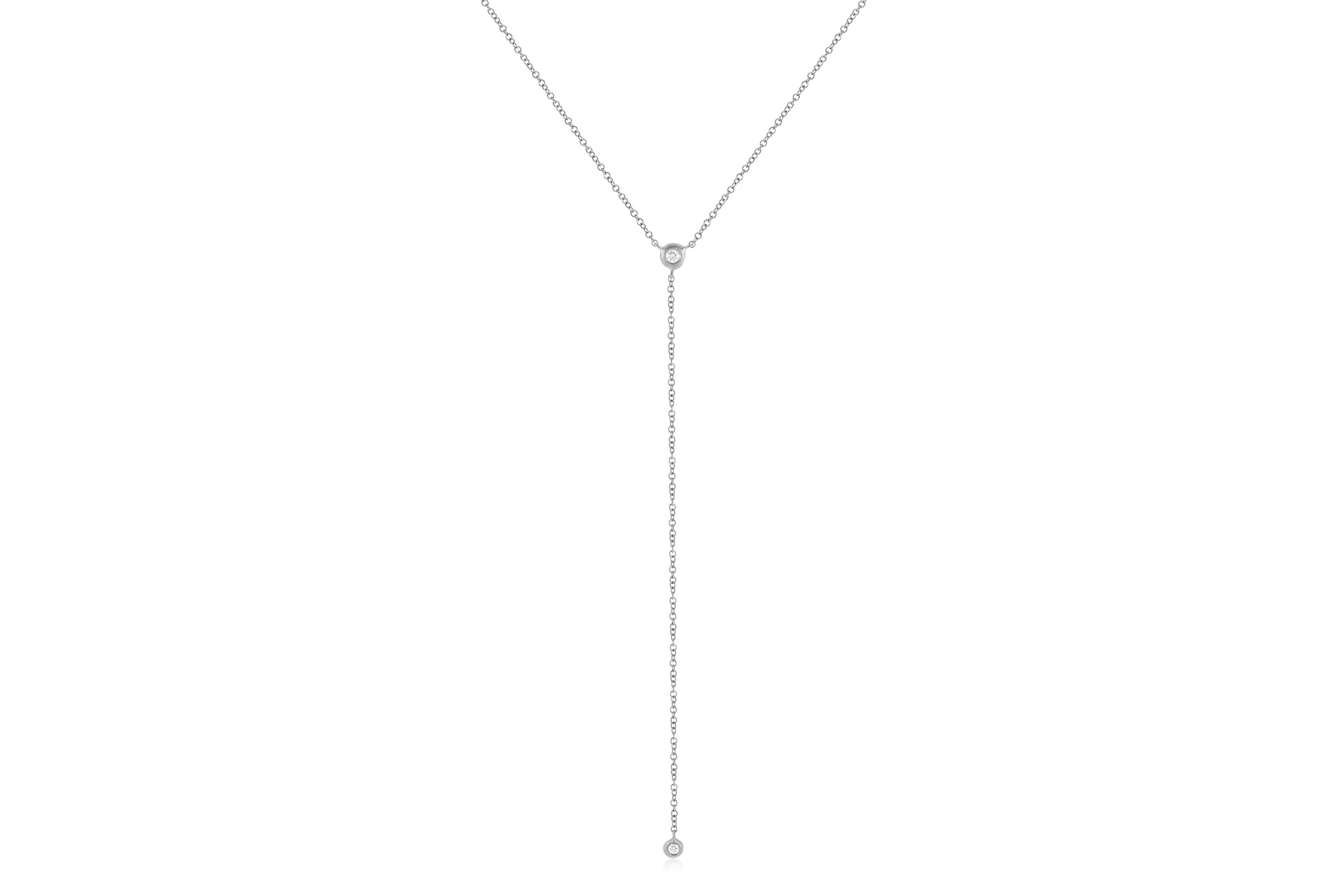 Diamond Pillow Lariat Necklace in 14k white gold