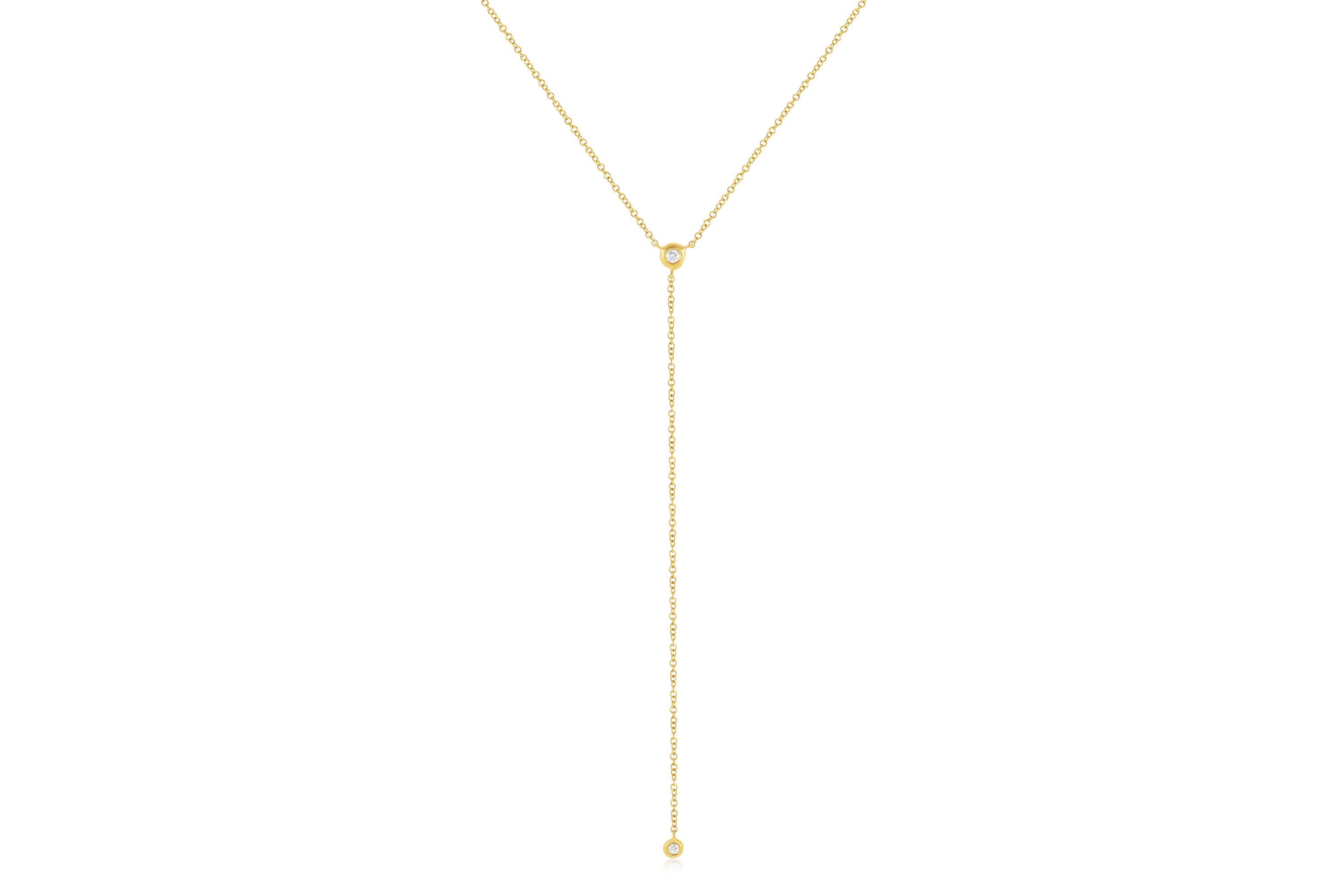 Diamond Pillow Lariat Necklace in 14k yellow gold
