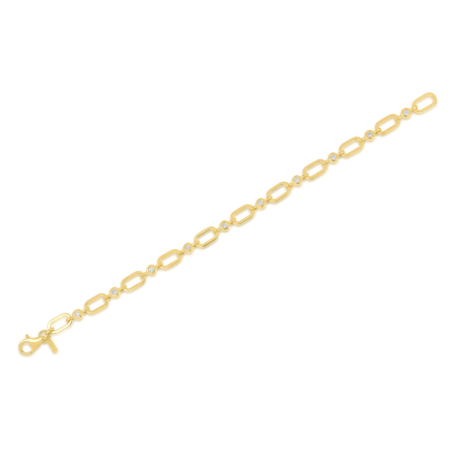 Diamond Pillow Jumbo Link Chain Bracelet in 14k yellow gold