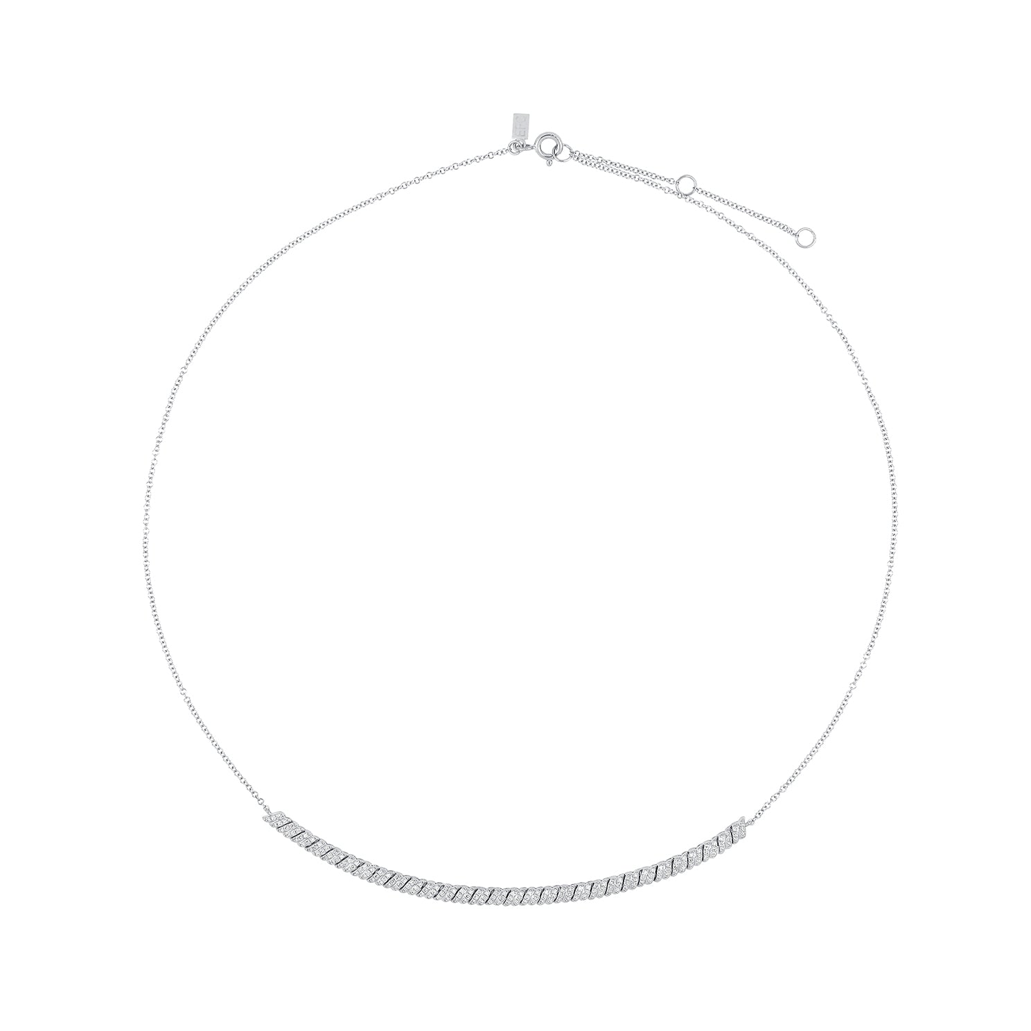 Diamond Twist Segment Necklace in 14k white gold