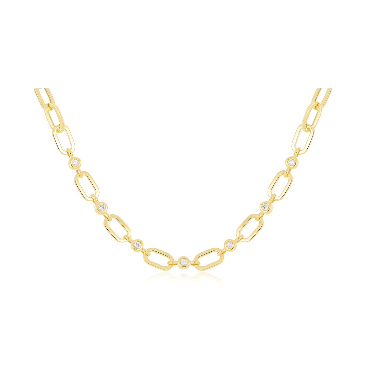 Diamond Pillow Jumbo Link Chain Necklace in 14k yellow gold