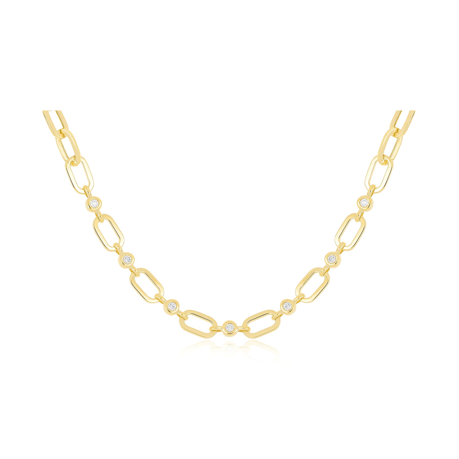 Diamond Pillow Jumbo Link Chain Necklace in 14k yellow gold