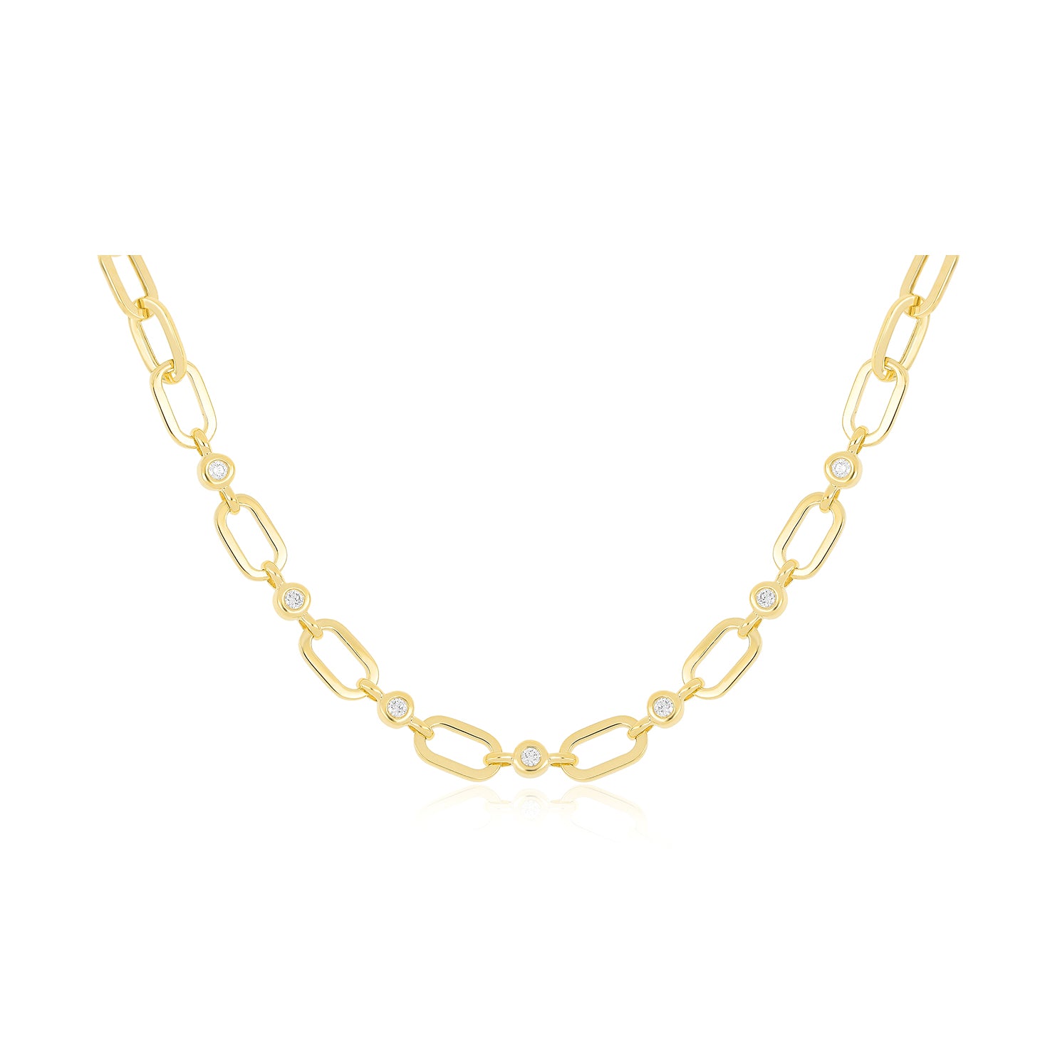 Diamond Pillow Jumbo Link Chain Necklace in 14k yellow gold