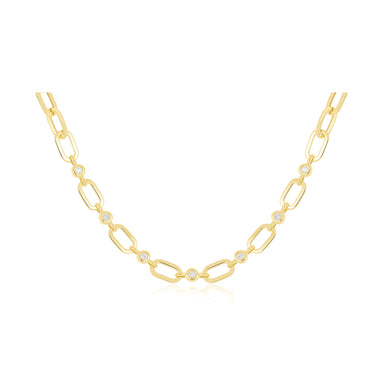 Diamond Pillow Jumbo Link Chain Necklace in 14k yellow gold