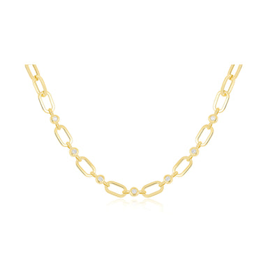 Diamond Pillow Jumbo Link Chain Necklace in 14k yellow gold