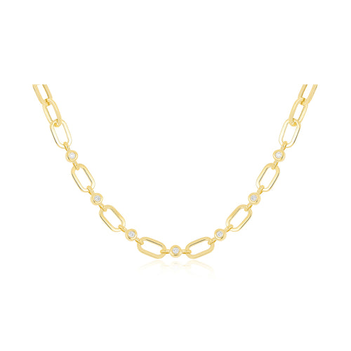 Diamond Pillow Jumbo Link Chain Necklace in 14k yellow gold