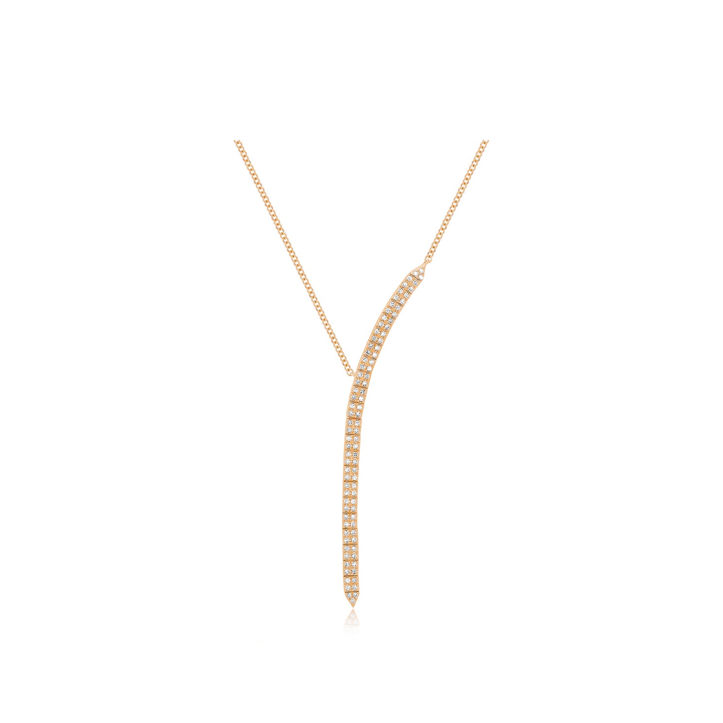 Diamond Double Row Waterfall Necklace in 14k rose gold