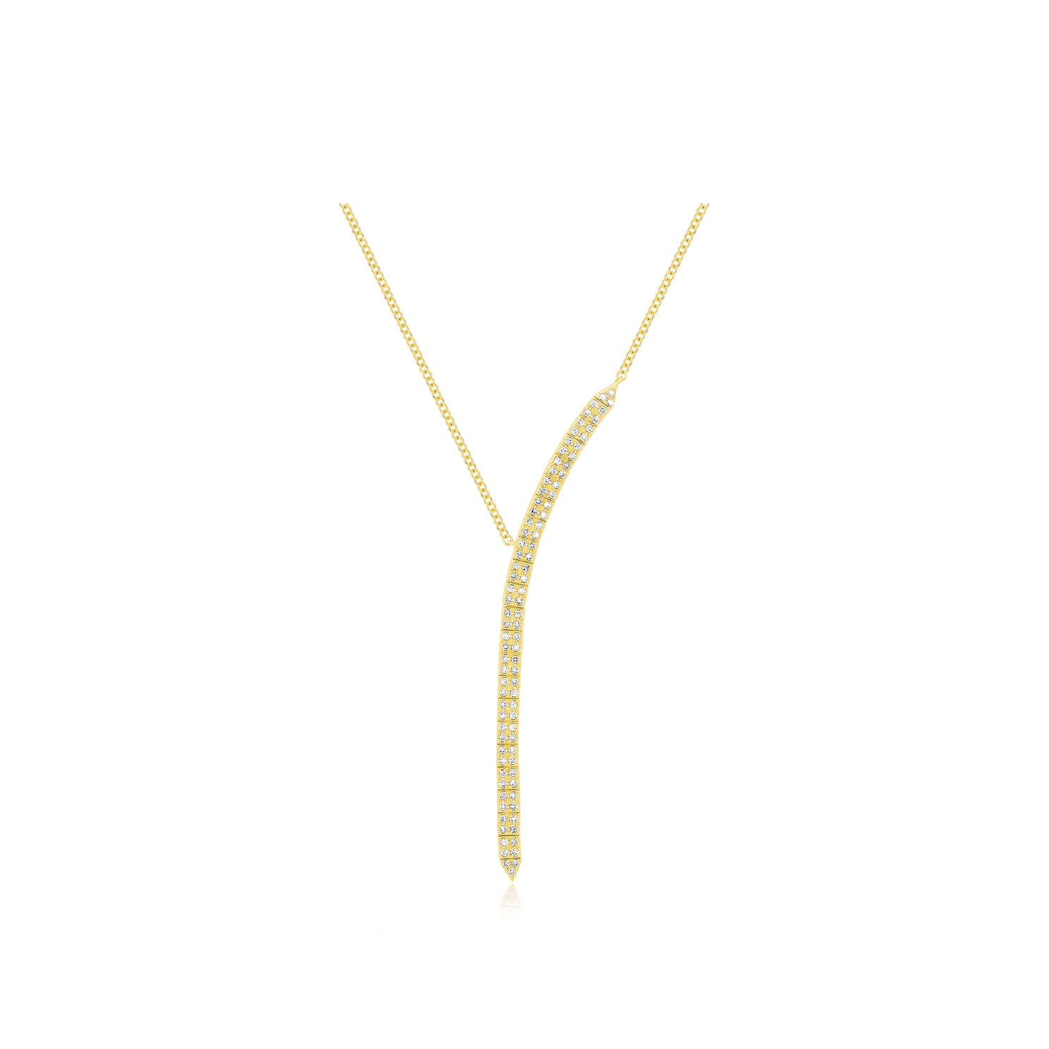 Diamond Double Row Waterfall Necklace in 14k yellow gold