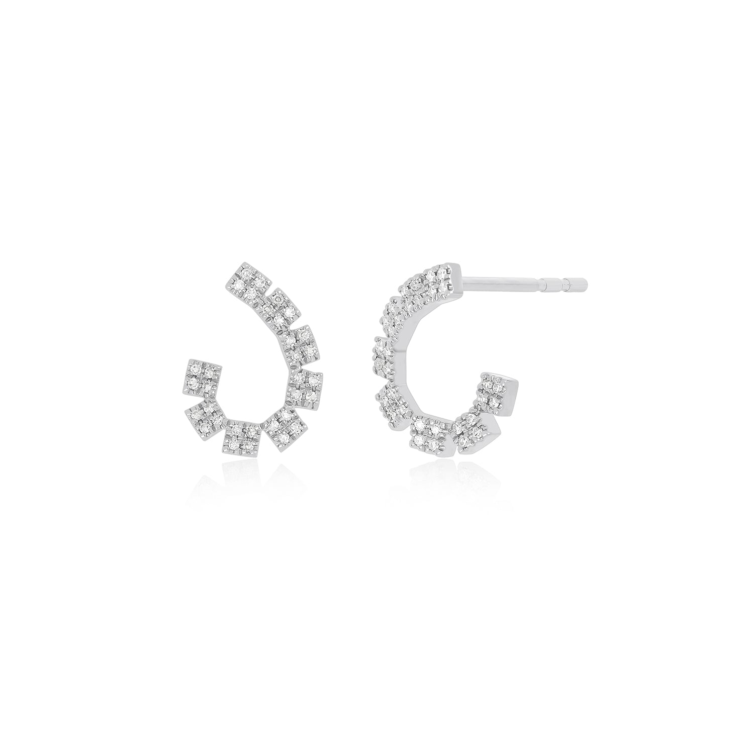 Diamond Double Row Wrap Earrings in 14k white gold