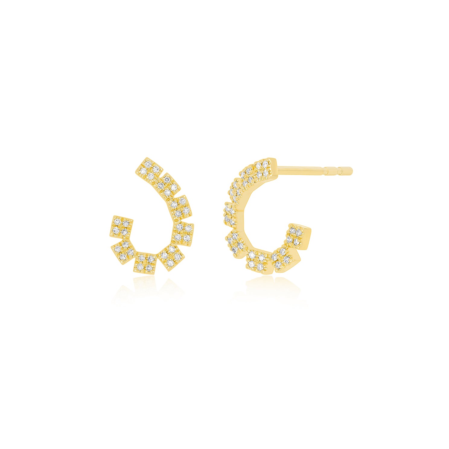 Diamond Double Row Wrap Earrings in 14k yellow gold