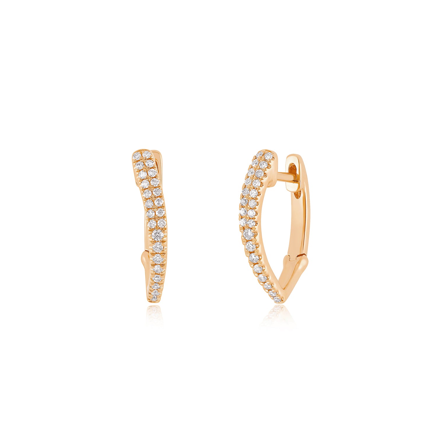 Diamond Pointed Huggie Earrings in 14k rose gold