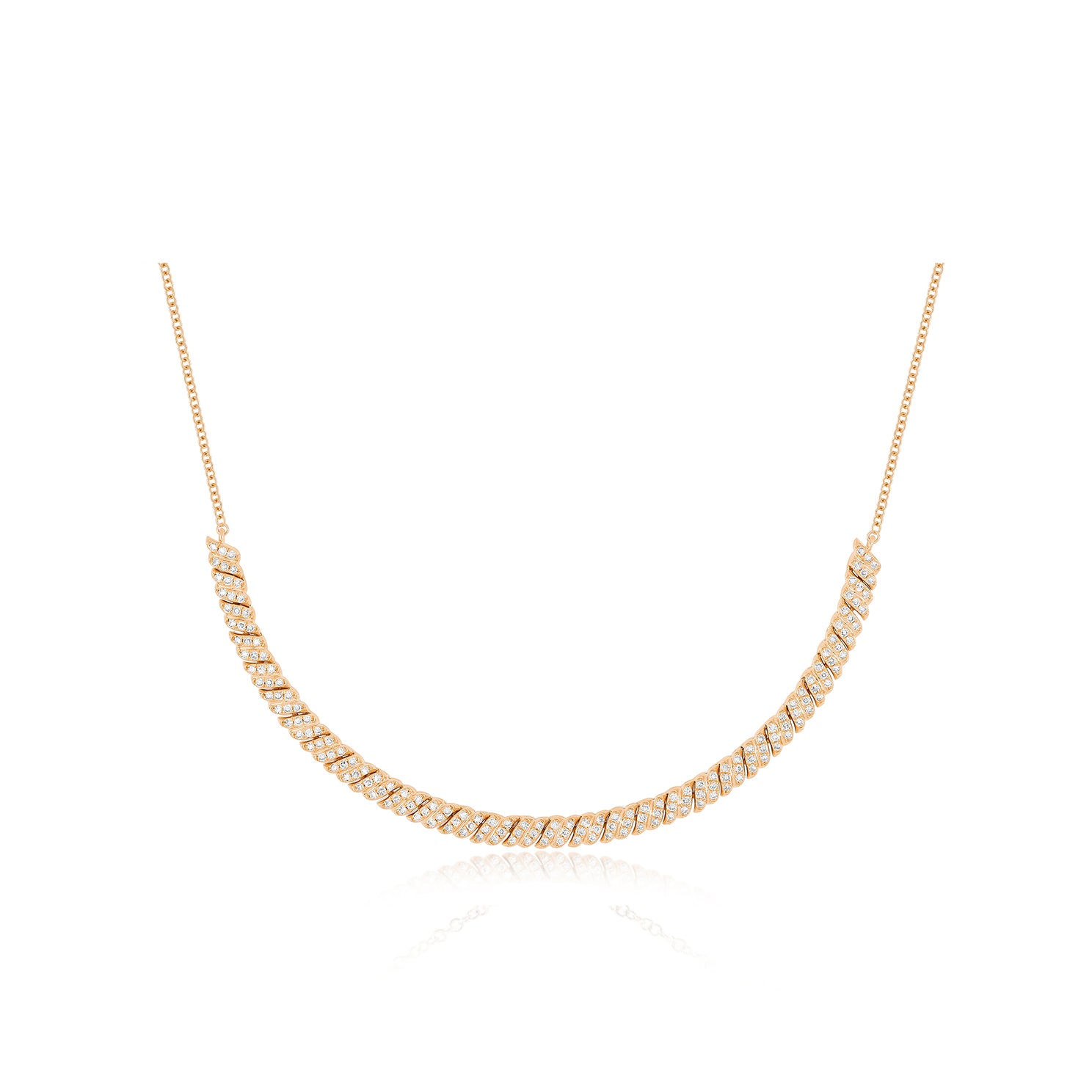 Diamond Twist Segment Necklace in 14k rose gold