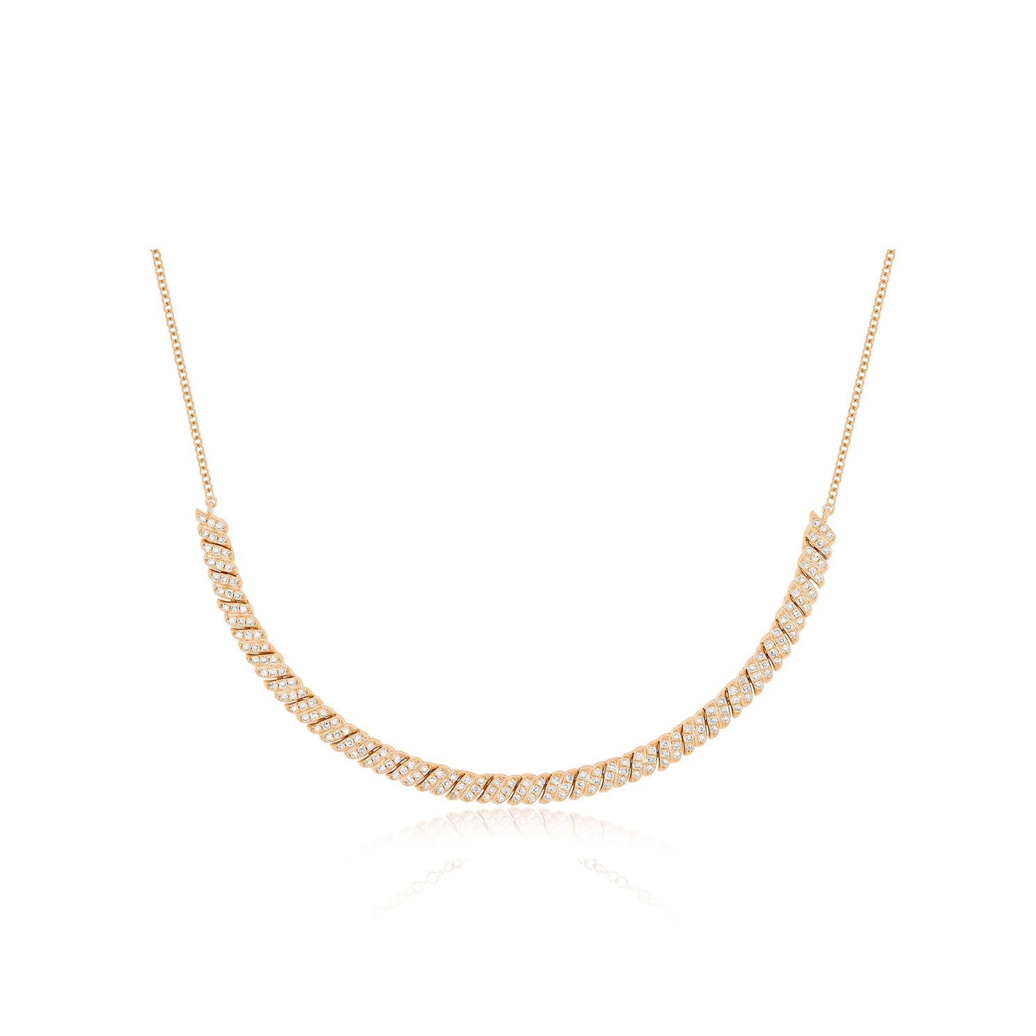 Diamond Twist Segment Necklace in 14k rose gold