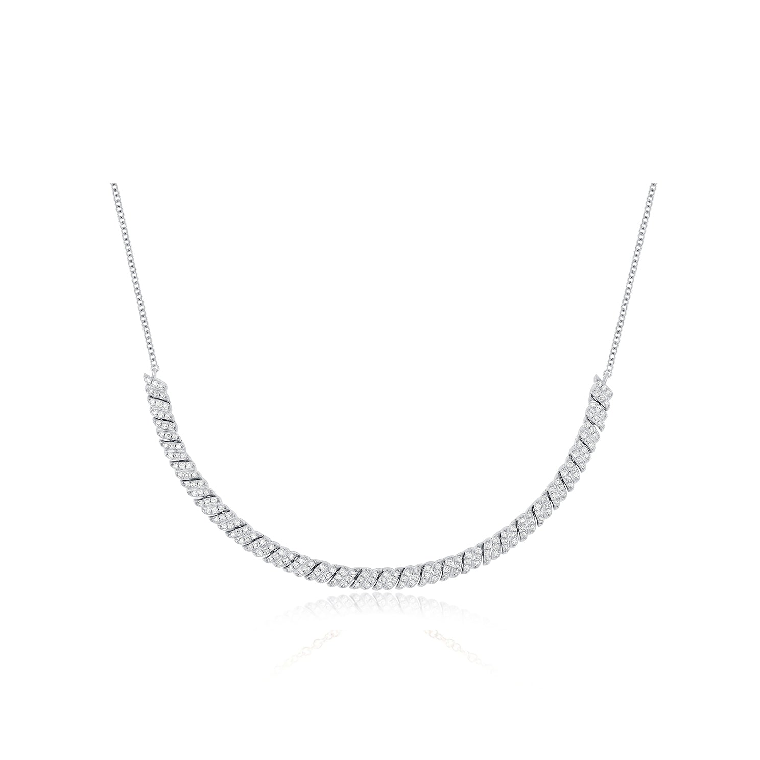 Diamond Twist Segment Necklace in 14k white gold