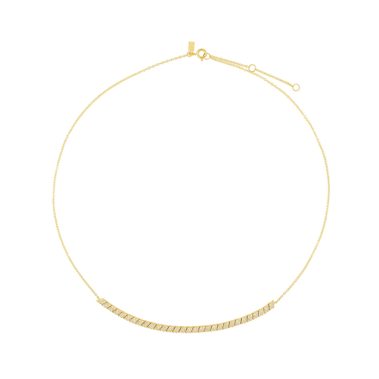 Diamond Twist Segment Necklace in 14k yellow gold