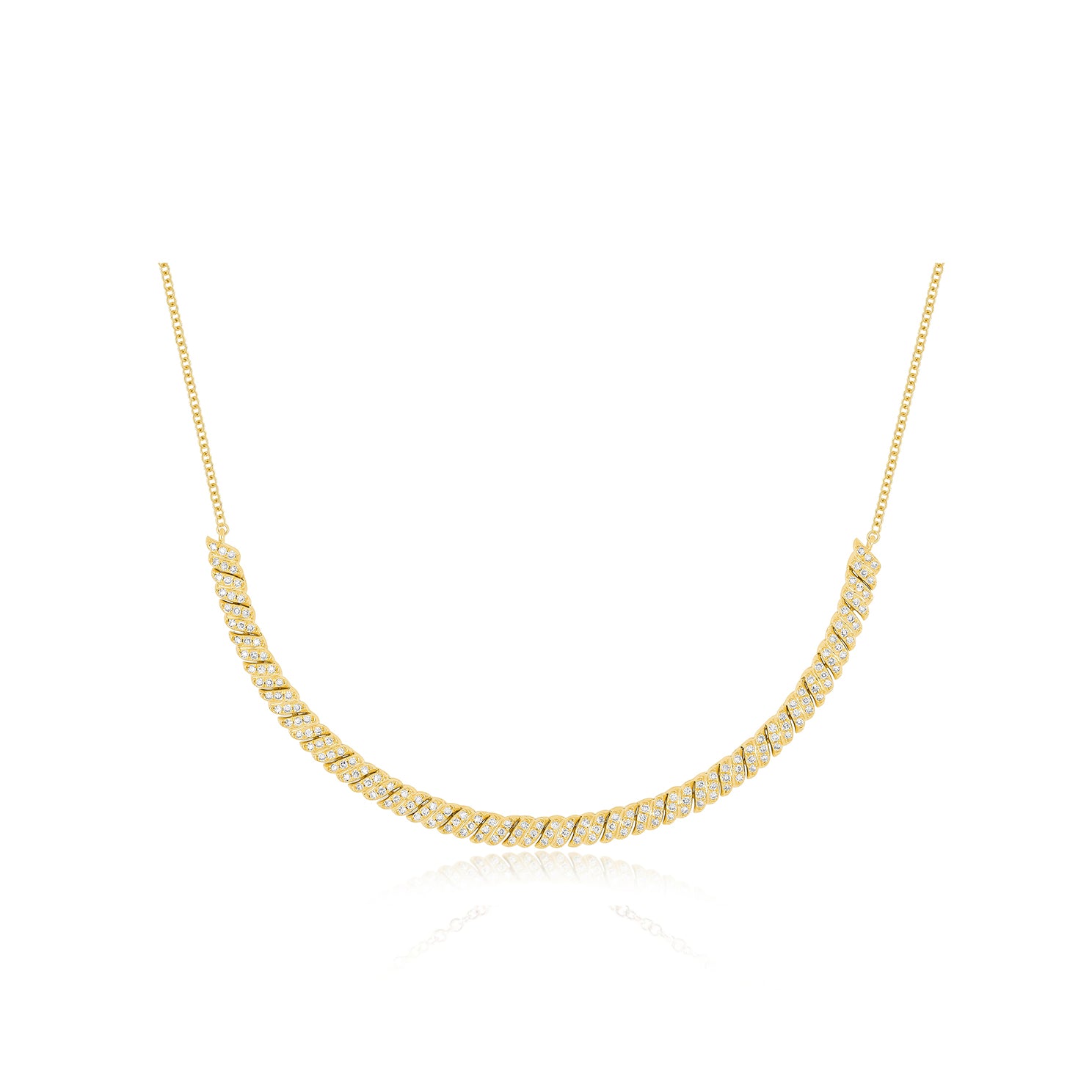 Diamond Twist Segment Necklace in 14k yellow gold
