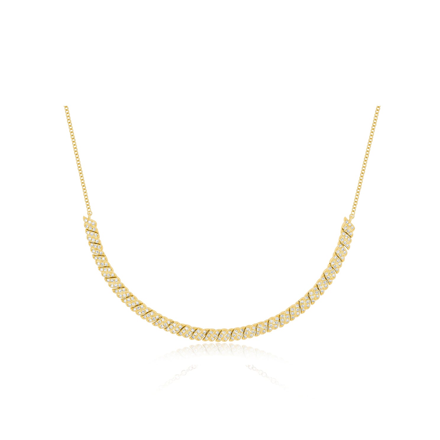 Diamond Twist Segment Necklace in 14k yellow gold