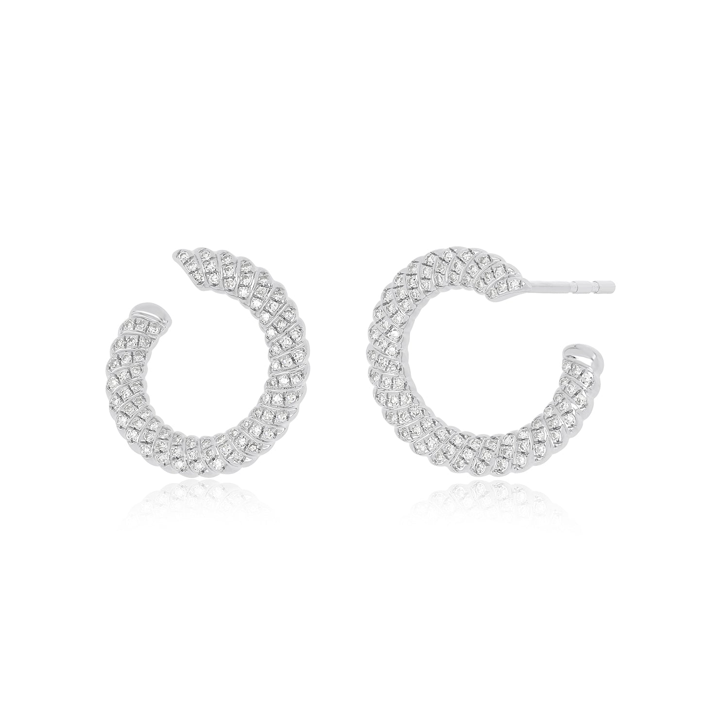 Diamond Twist Wrap Earrings in 14k white gold